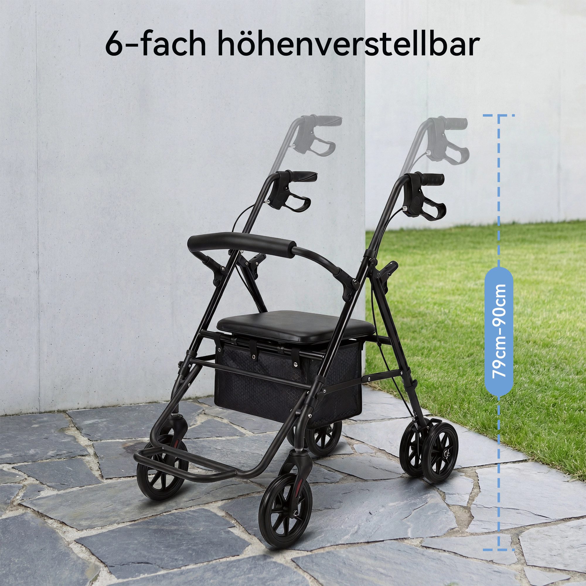 SEHAUSEU Rollator leicht und faltbar Gehhilfe höhenverstellbar Outdoor belastbar 100 kg