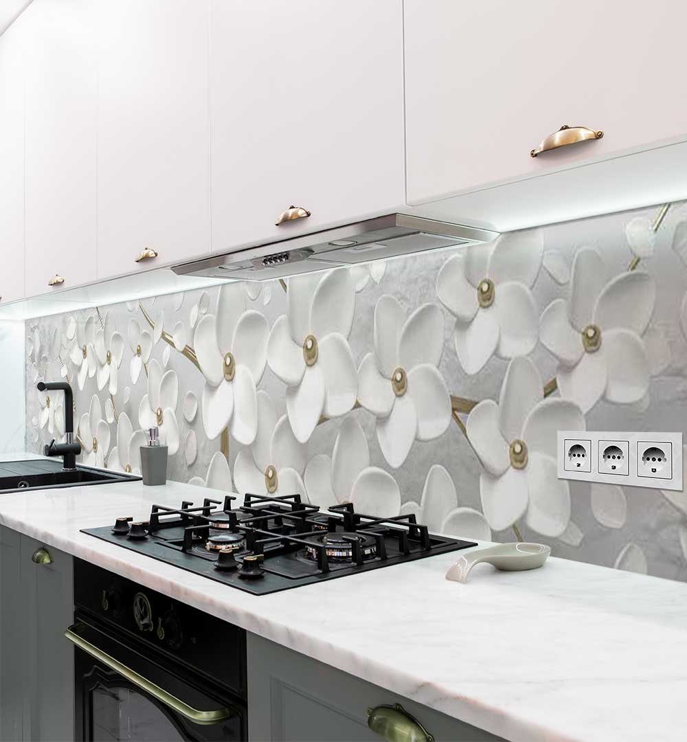 MyMaxxi Dekorationsfolie Küchenrückwand selbstklebend blühender Blütenbaum Spritzschutz Folie, (Klebefolie passend geschnitten und gerollt)