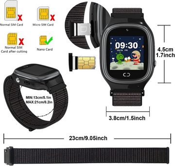 PTHTECHUS Smartwatch (1,37 Zoll, 4G), Kinder LBS Intelligente Uhr Telefon mit Spiel Kamera