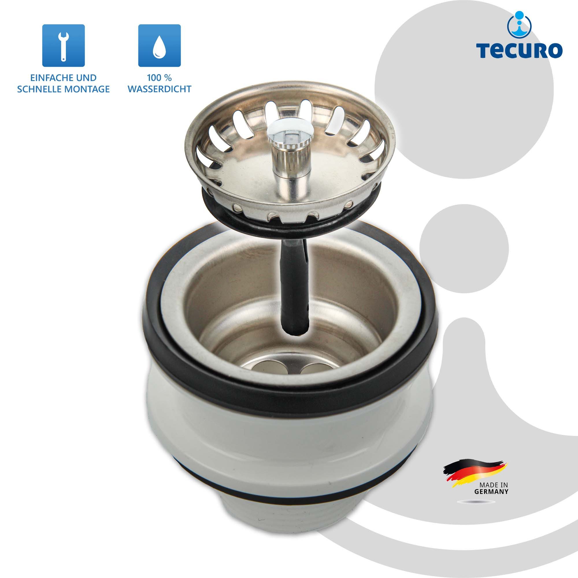 tecuro Siphon Spülen-Siebkorbventil Ø 70 mm günstig online kaufen