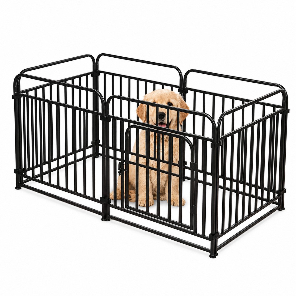 Tekoo Freigehege Welpenlaufstall Hundelaufstall 6 Paneele Metall Indoor 60x60cm, modulares System, besonders stabil durch Vierkantrohr