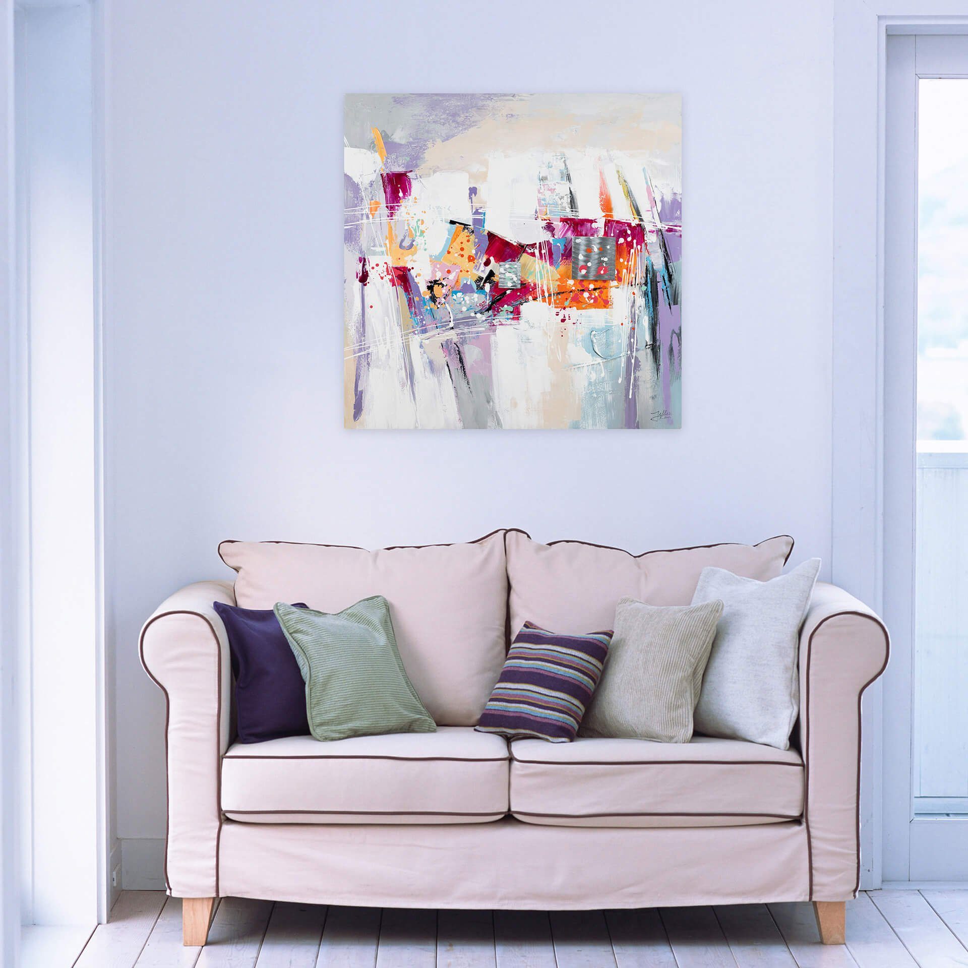 KUNSTLOFT Gemälde Ein Funke Hoffnung 80x80 cm, Leinwandbild 100% HANDGEMALT Wandbild Wohnzimmer