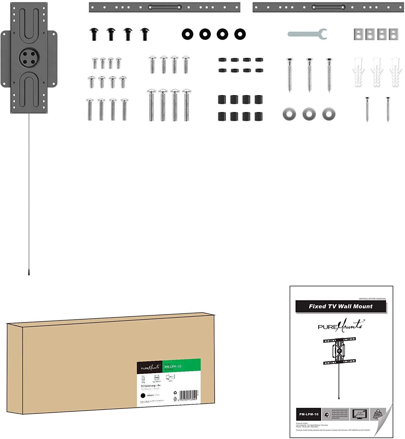94-203 LPM-10 Wandhalterung / Geräte mit Whiteboards PureMounts für PureMounts TV TV-Wandhalterung