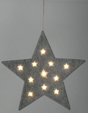Spetebo LED Dekolicht LED Weihnachts-Stern aus Filz - 45 cm - m. Timer, An / Aus / Timer, LED, warmweiss, Timer