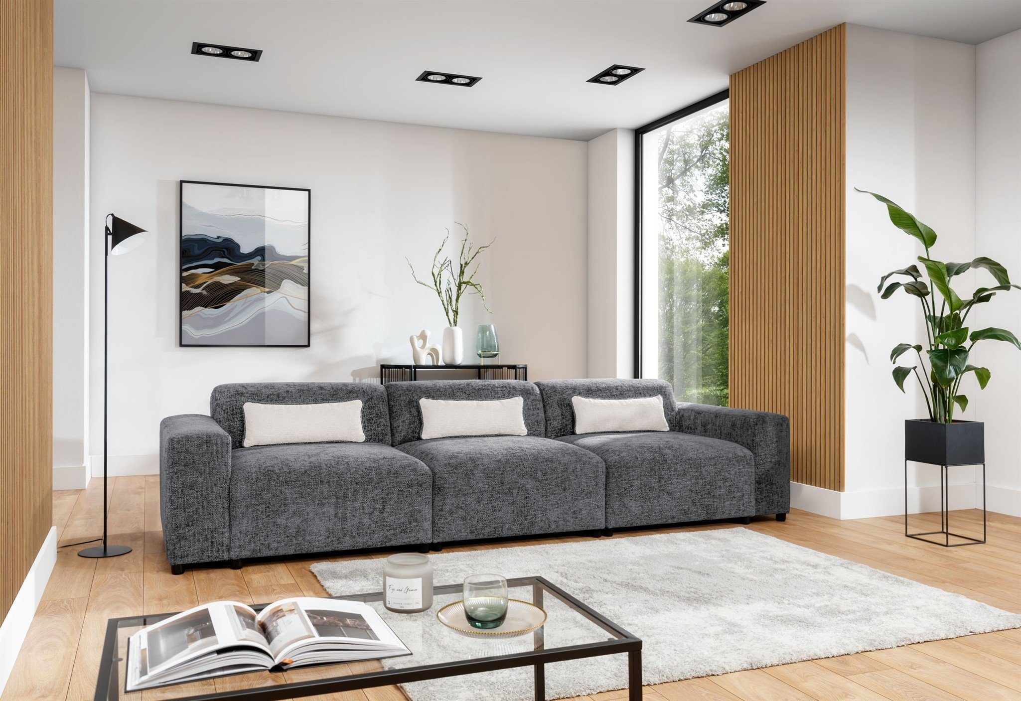 Big-Sofa Designersofa Sofa ROMY 4-Sitzer in Stoff Enjoy Me