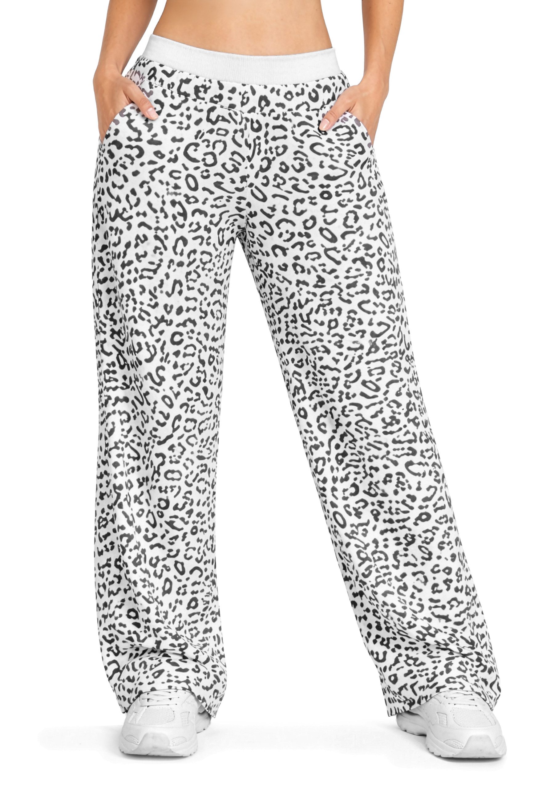 Smilodox Jogginghose Leora, Oversize Jogger Damen, Leo-Print Hose mit Tunnelzug & Taschen Leo-Print, Elastischer Bund, Verstellbare Beine, Seitentaschen