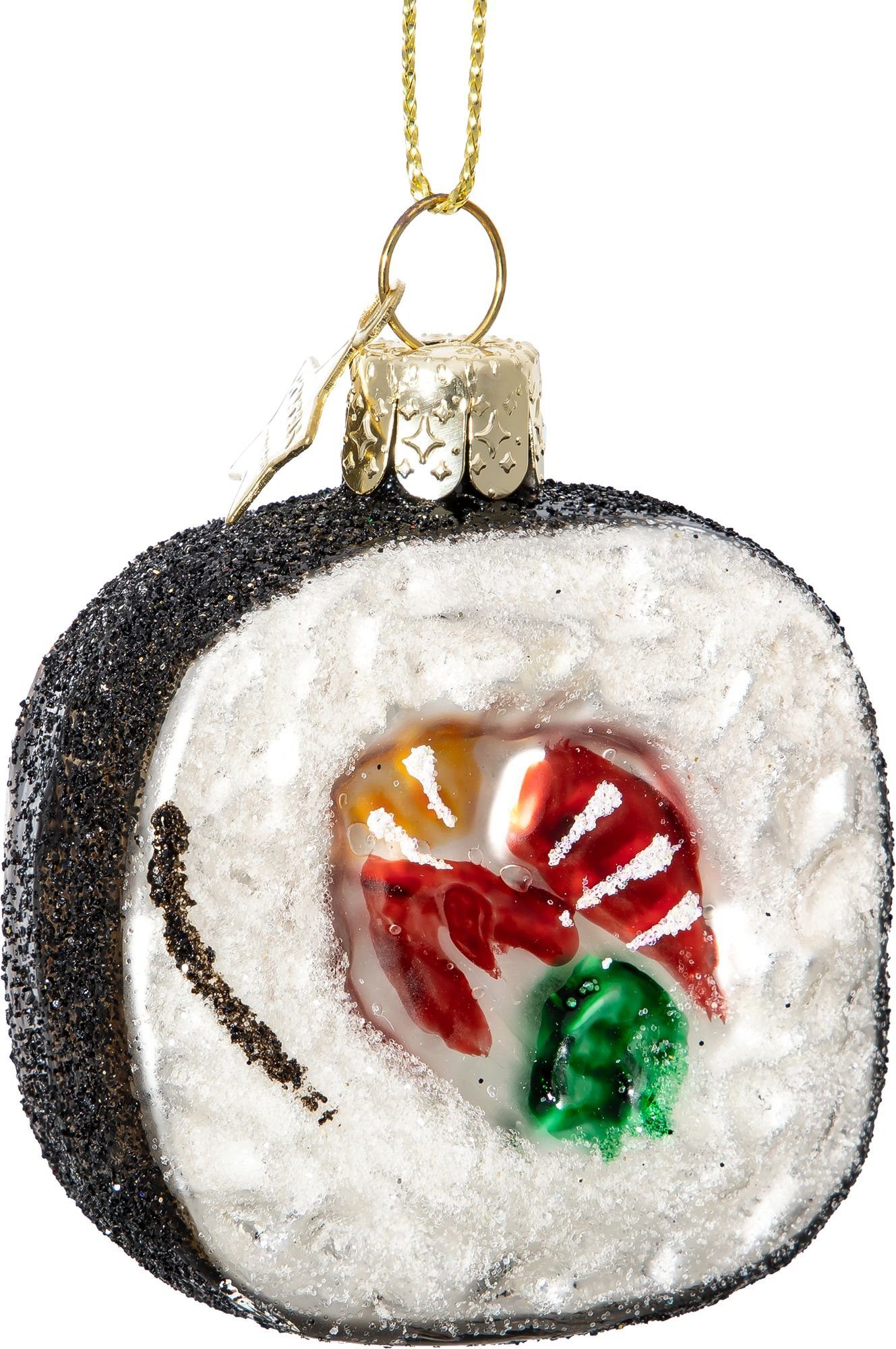 Christbaumschmuck BS546 Maki Sushi Rolle Glas Figur Weihnachtsbaum Anhänger