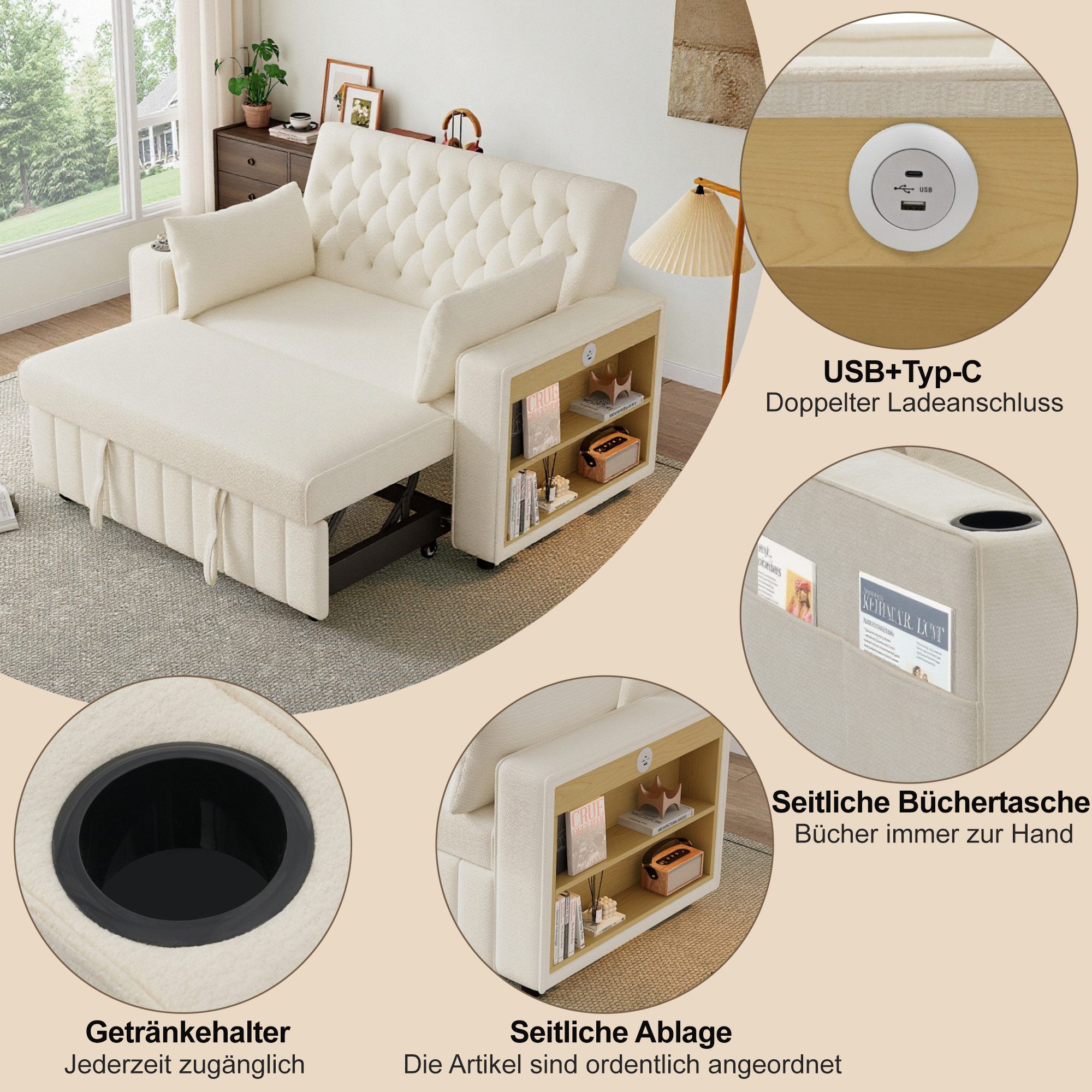 i@home Schlafsofa Doppelsitzer-Sofa, Klappsofa, platzsparende Couch, günstig online kaufen