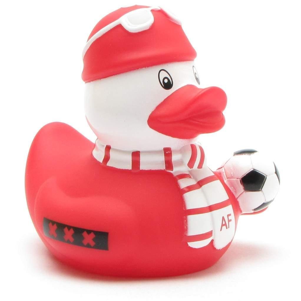 Quietscheente - rot-weiss Duckshop Fußball-Fan Badeente Badespielzeug