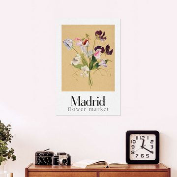 Posterlounge Wandfolie Pineapple Licensing, Flower Market Madrid I, Vintage Grafikdesign