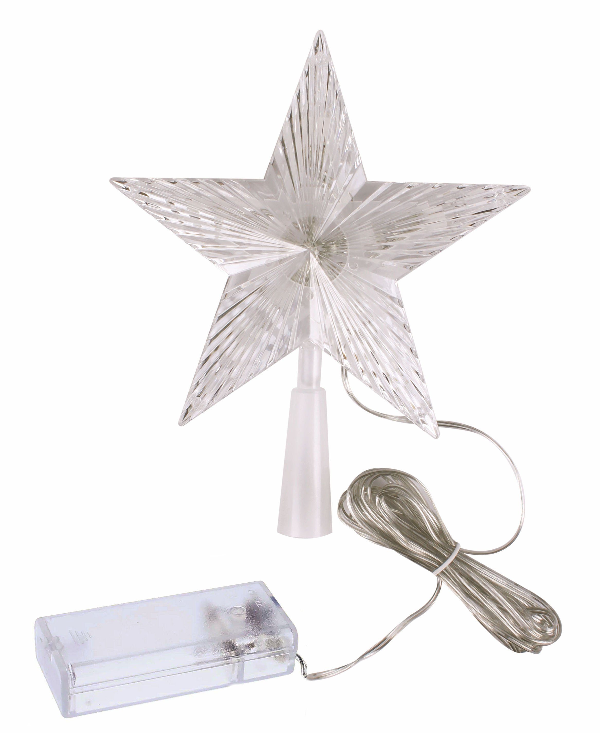 Spetebo Christbaumspitze Weihnachtsbaum Spitze / Timer - LED STERN - 10 LED (1-tlg), mit Timer