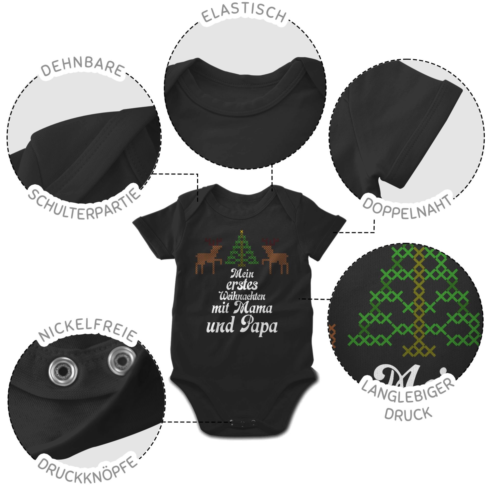 Shirtracer Shirtbody Ugly sweater - - Baby Weihnachten 3 Kleidung Weihnachten Mein Rentiere Schwarz erstes