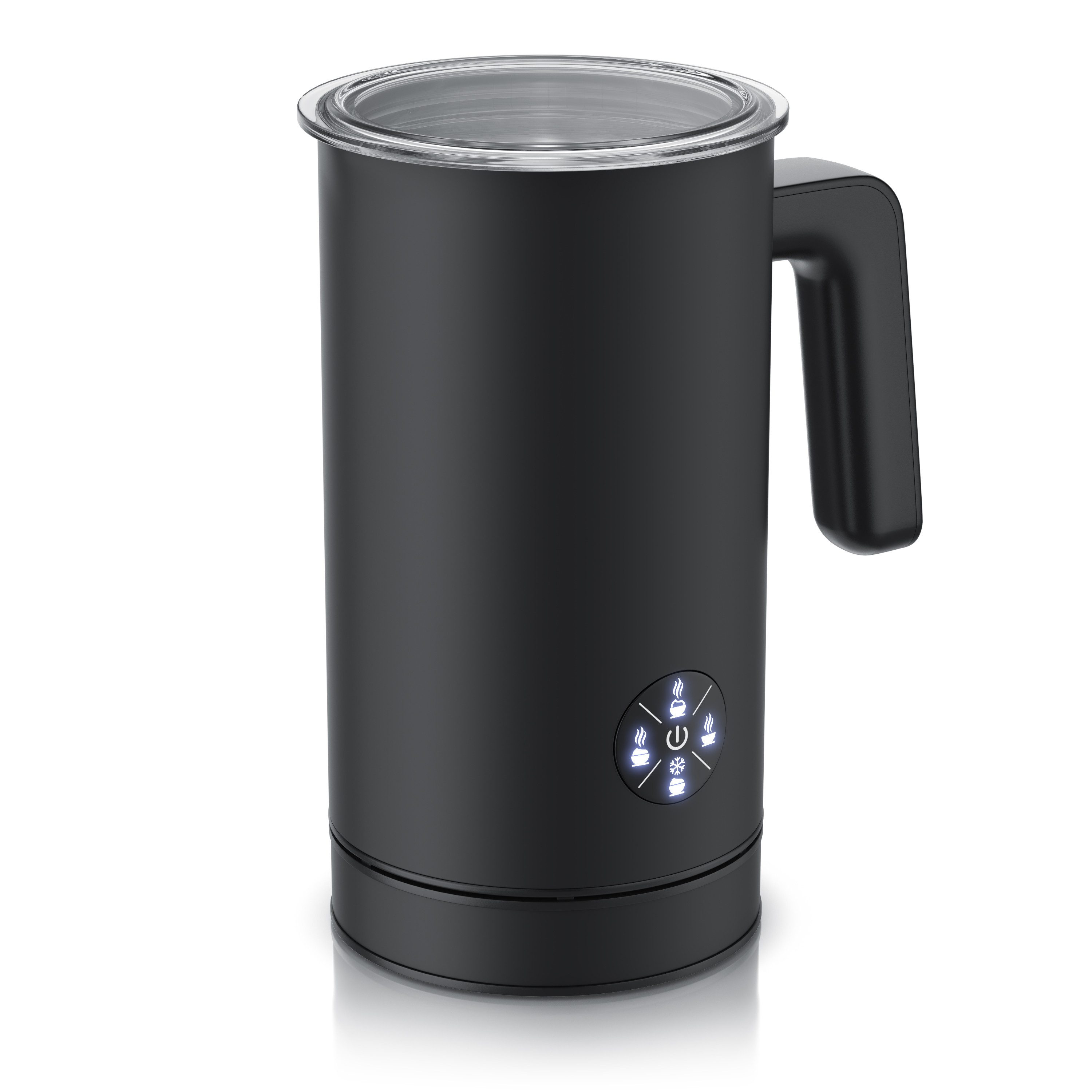 Arendo Milchaufschäumer elektrisch, 4 Programme, Doppelwandgehäuse, Antihaftbeschichtung, 500 W, Heiß & Kaltaufschäumen (150 & 300 ml), für Cappucino / Latte Macciato