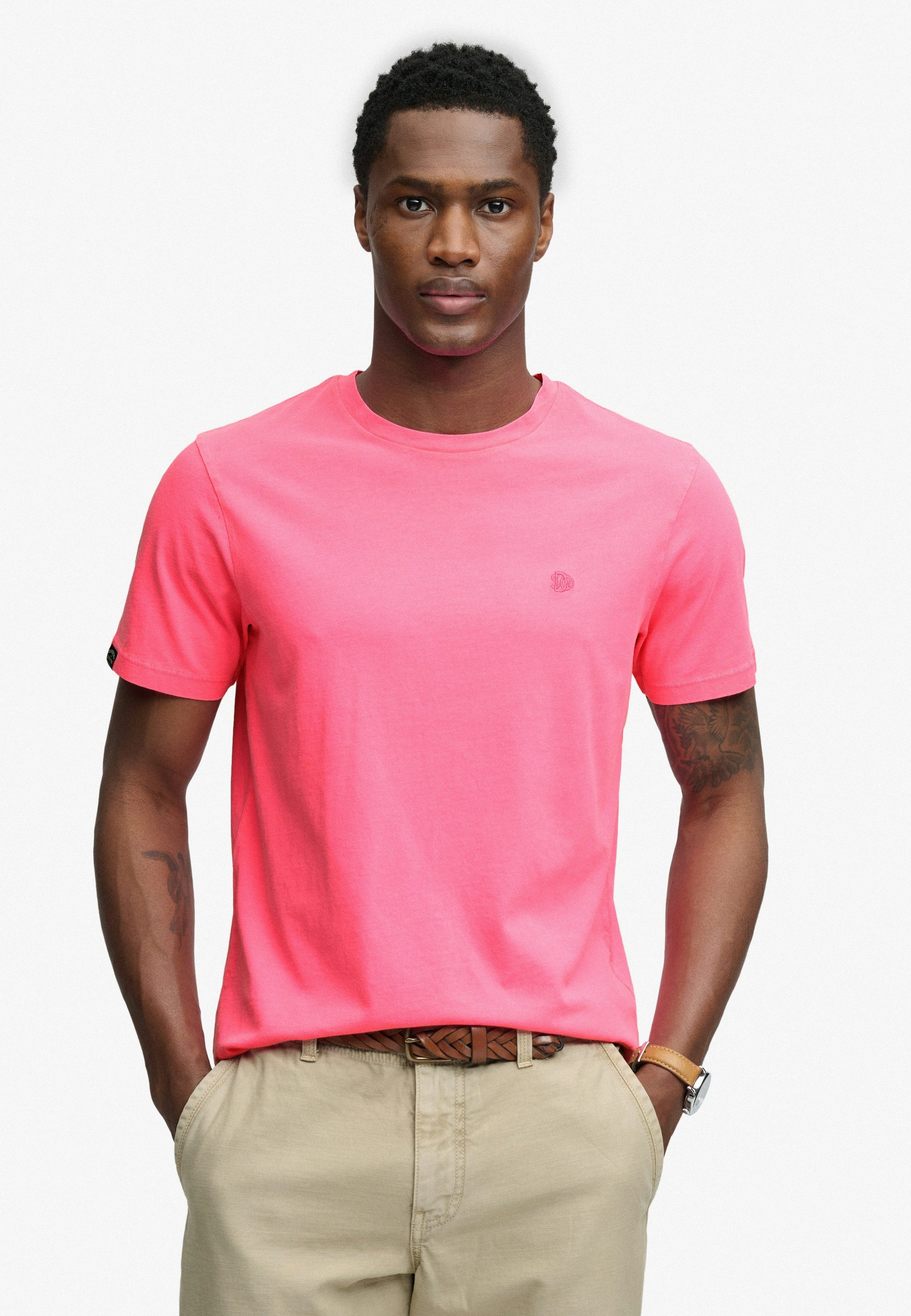 Superdry Rundhalsshirt CLASSIC ESSENTIAL NEON TEE Relaxed Fit, aus Baumwolle und Single Jersey, Kurzarm