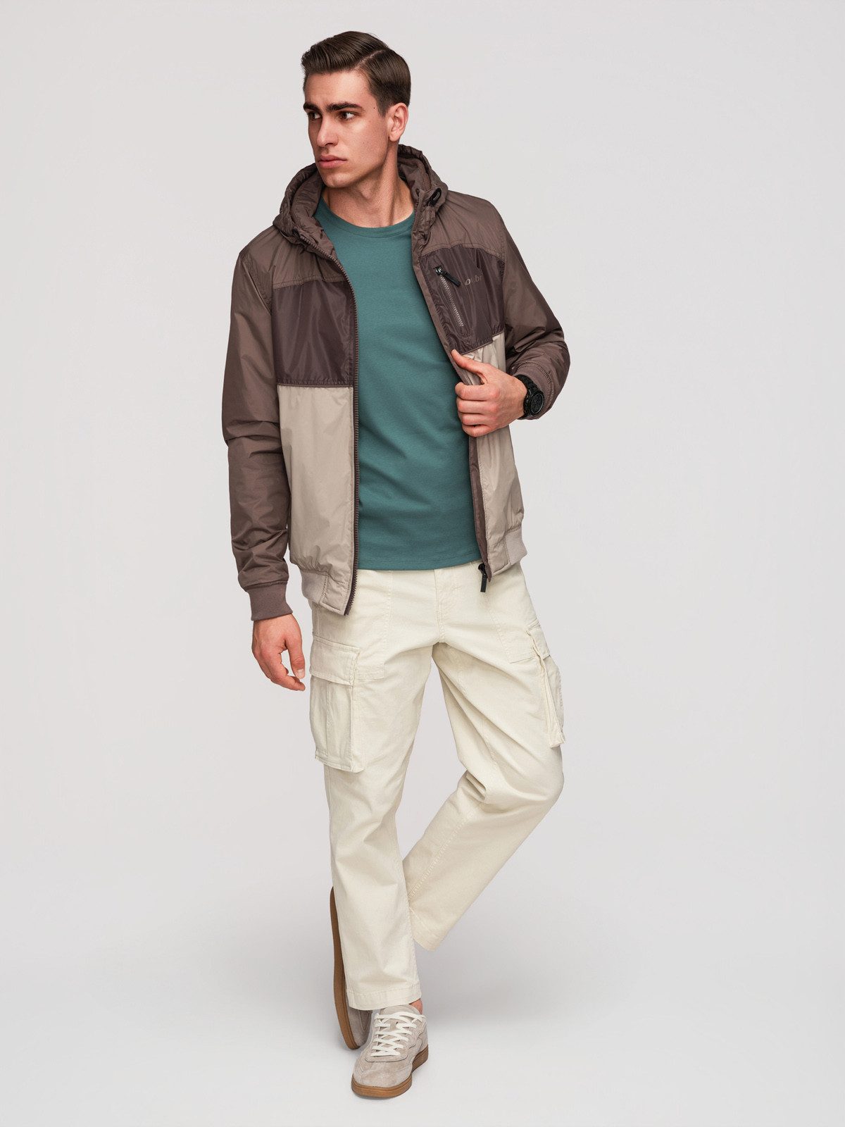 OMBRE Allwetterjacke Leichte farbige Herren-Sportjacke mit Fleece