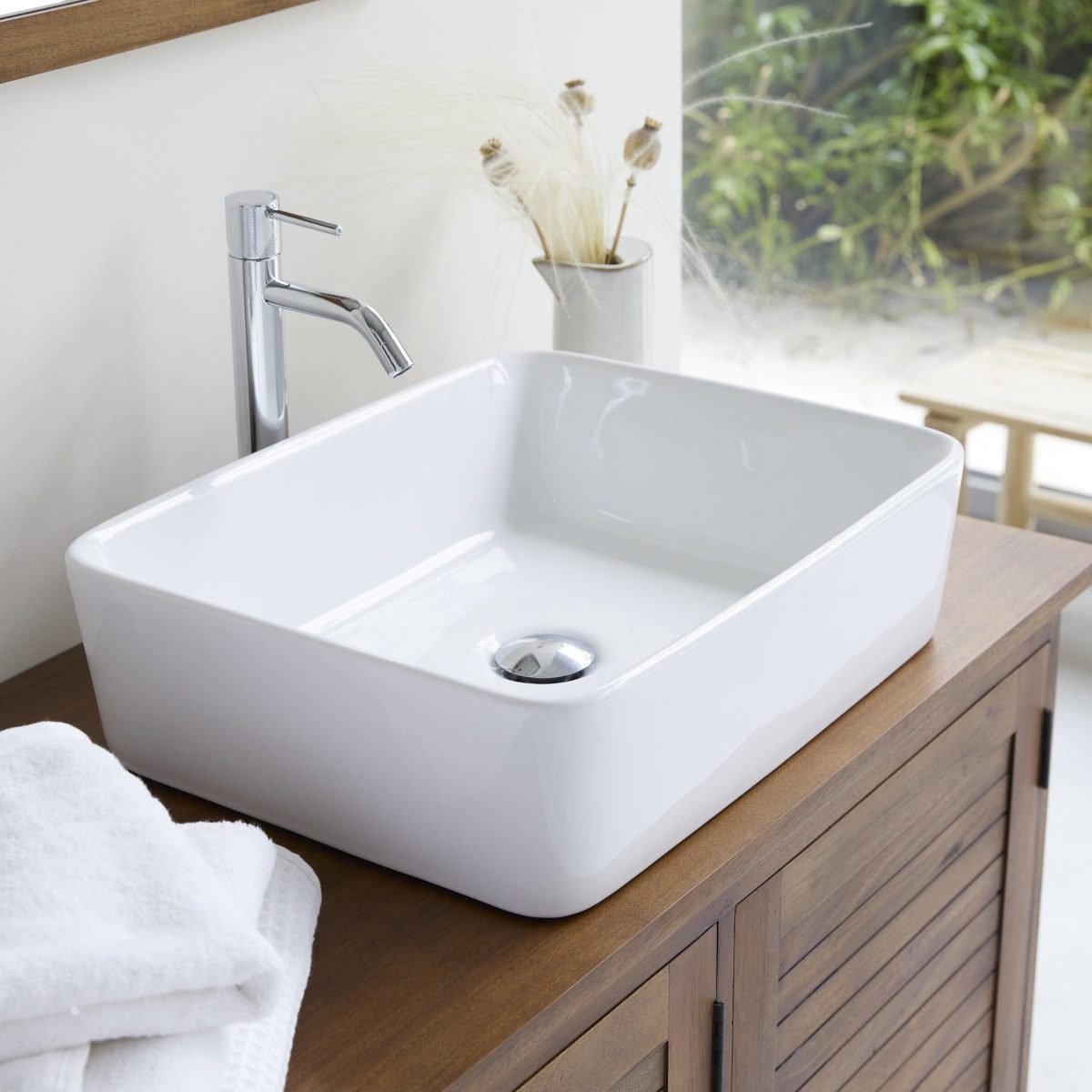 Tikamoon Waschbecken Waschbecken aus keramik Aufsatzwaschbecken Badezimmer Waschtisch Becke