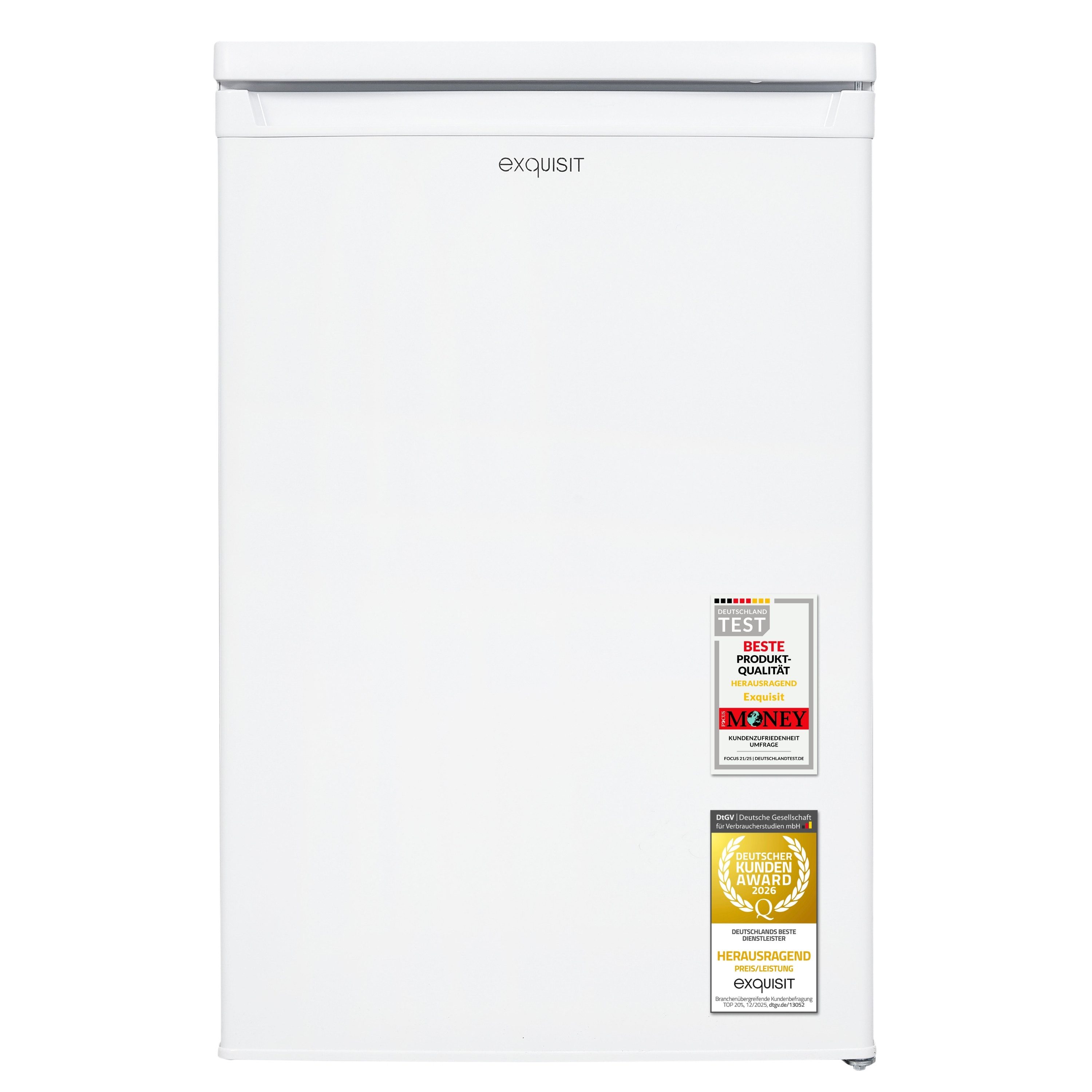 exquisit Vollraumkühlschrank KS516-V-040E, 85.5 cm hoch, 55 cm breit, 127 l Nutzinhalt, LED Beleuchtung, Energieklasse E, 39 dB