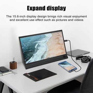 Rutaqian 15,6-Zoll-FHD-IPS-Laptop-Erweiterungsbildschirm 1080P Hohe Klarheit Laptop-Adapter HDMI zu HDMI Typ C (Mini), für Windows, Chrome, Mac