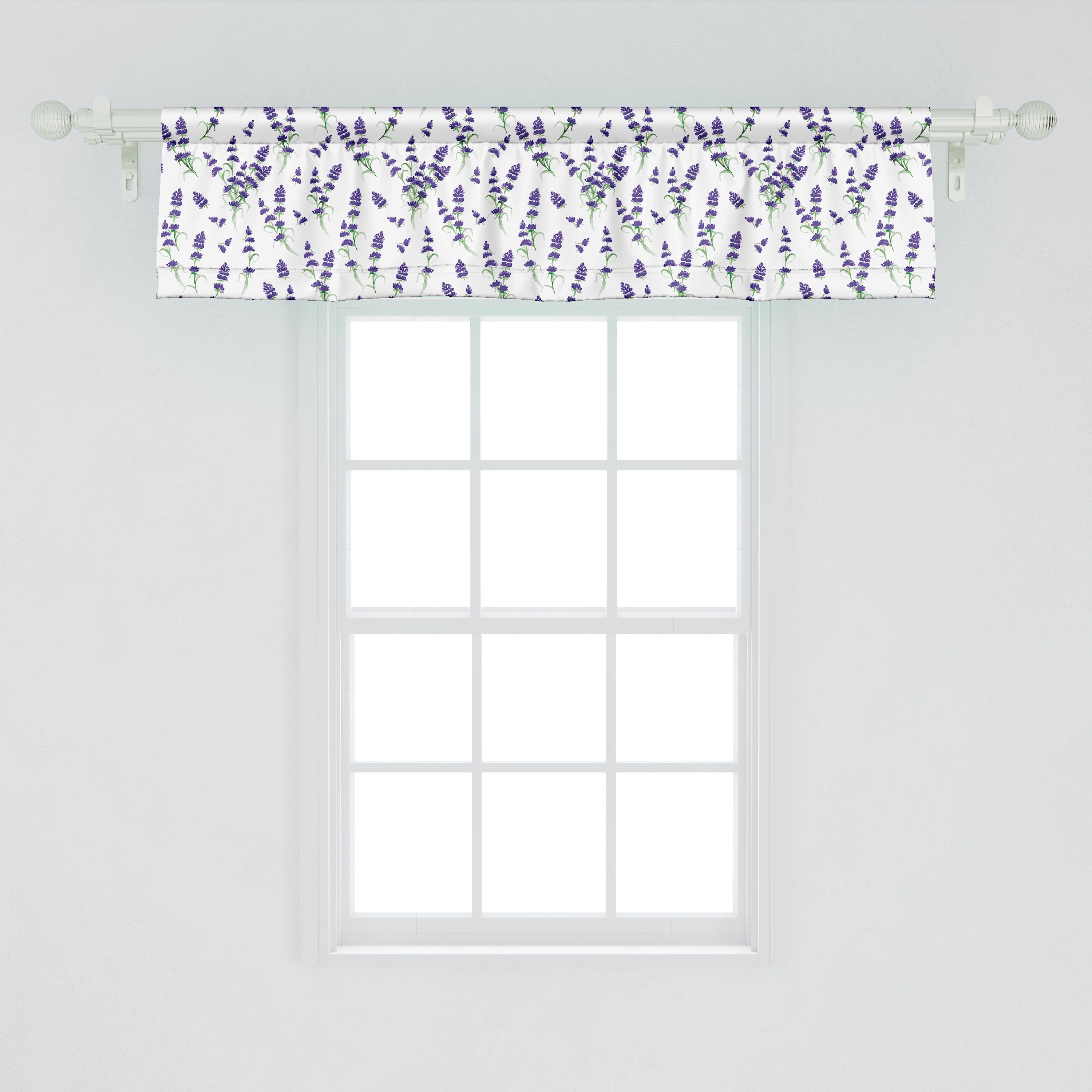 für Vorhang mit Schlafzimmer Lavendel Stangentasche, Scheibengardine Aquarell-Kunst-Werk Volant Abakuhaus, Dekor Küche Microfaser,