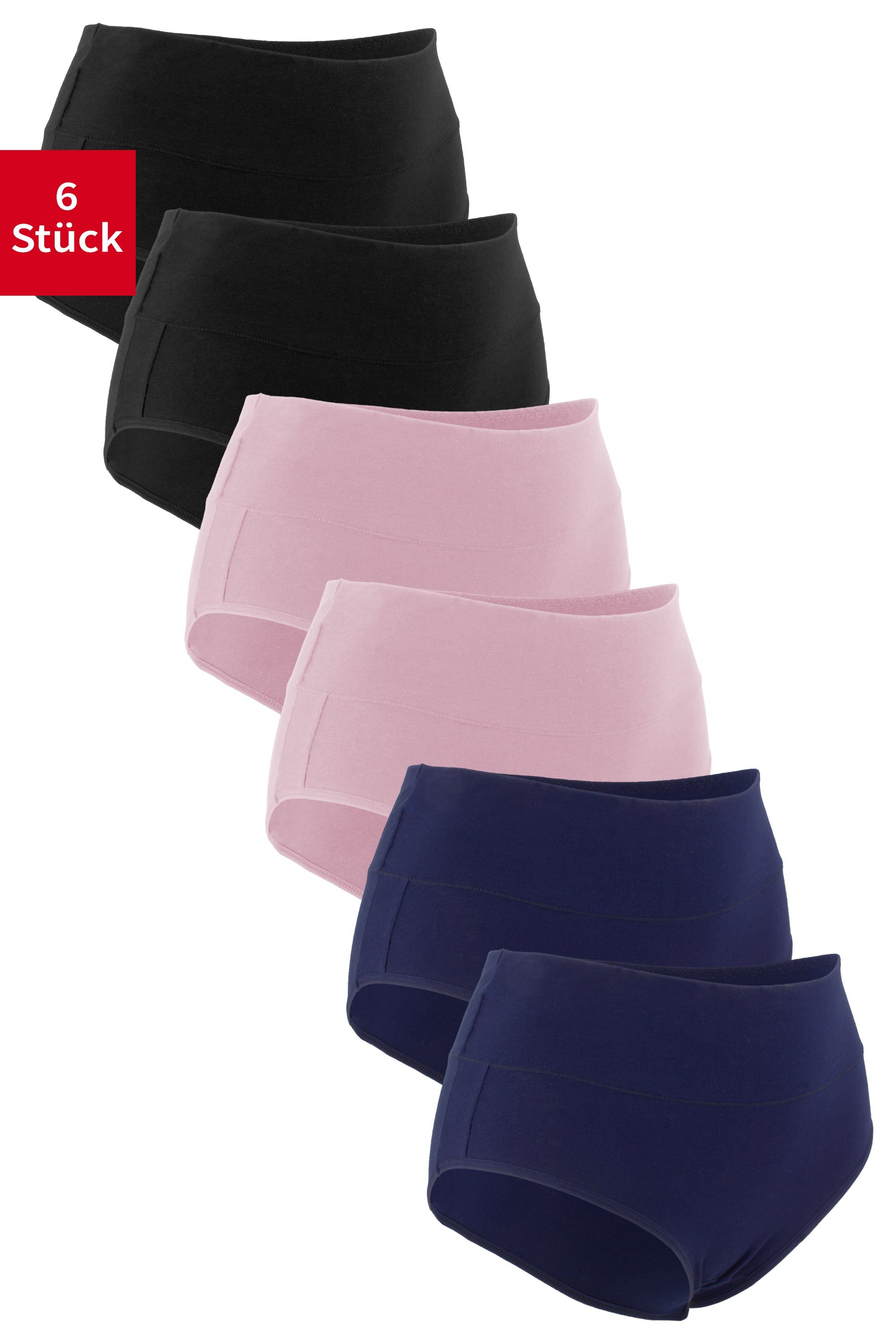 Fabio Farini Panty Frauen Unterhosen - High-Waist Damen Slip mit bequemem Bund (Packung, 6-St) im sportlich modernen Design