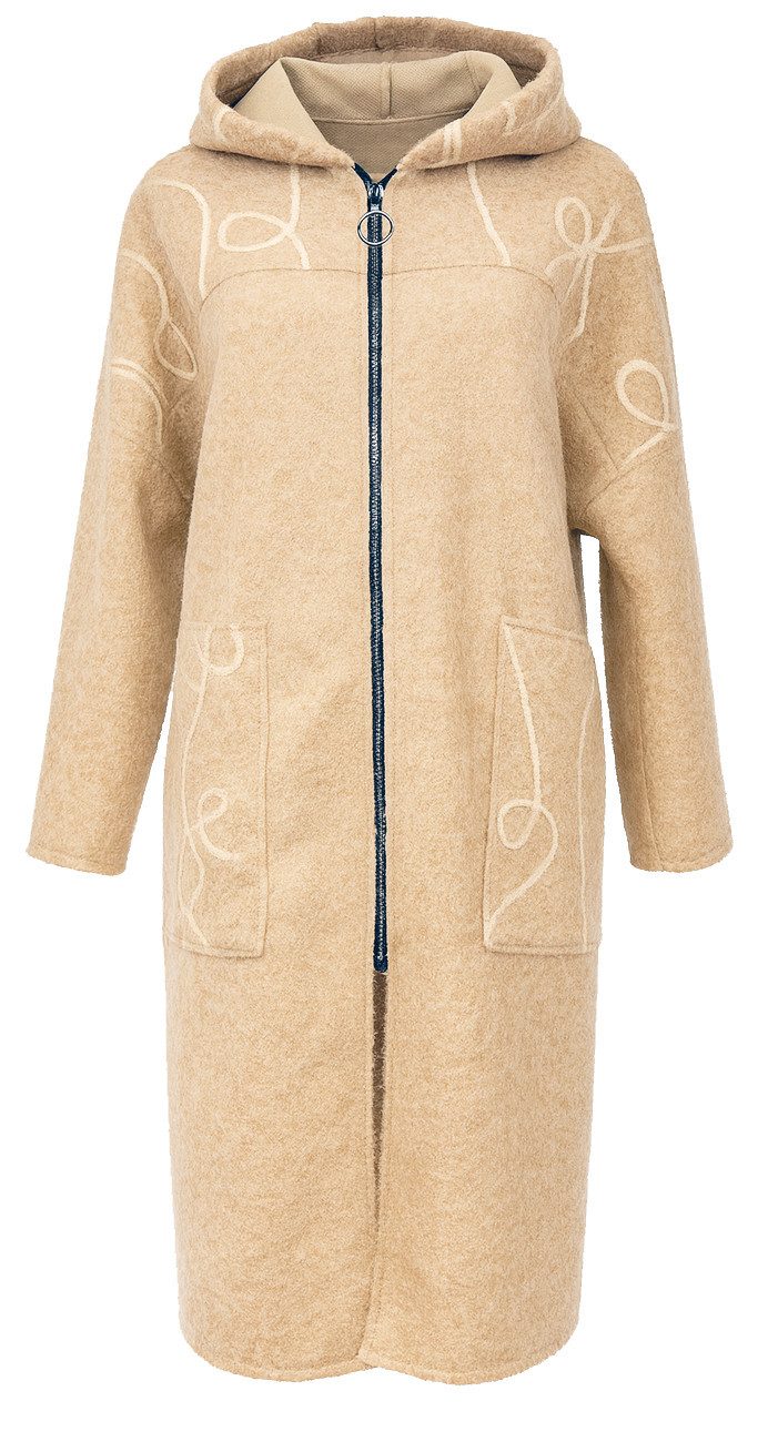 Mississhop Fellimitatmantel Damen Mantel mit Kapuze Gr.38-44 Mod. 399