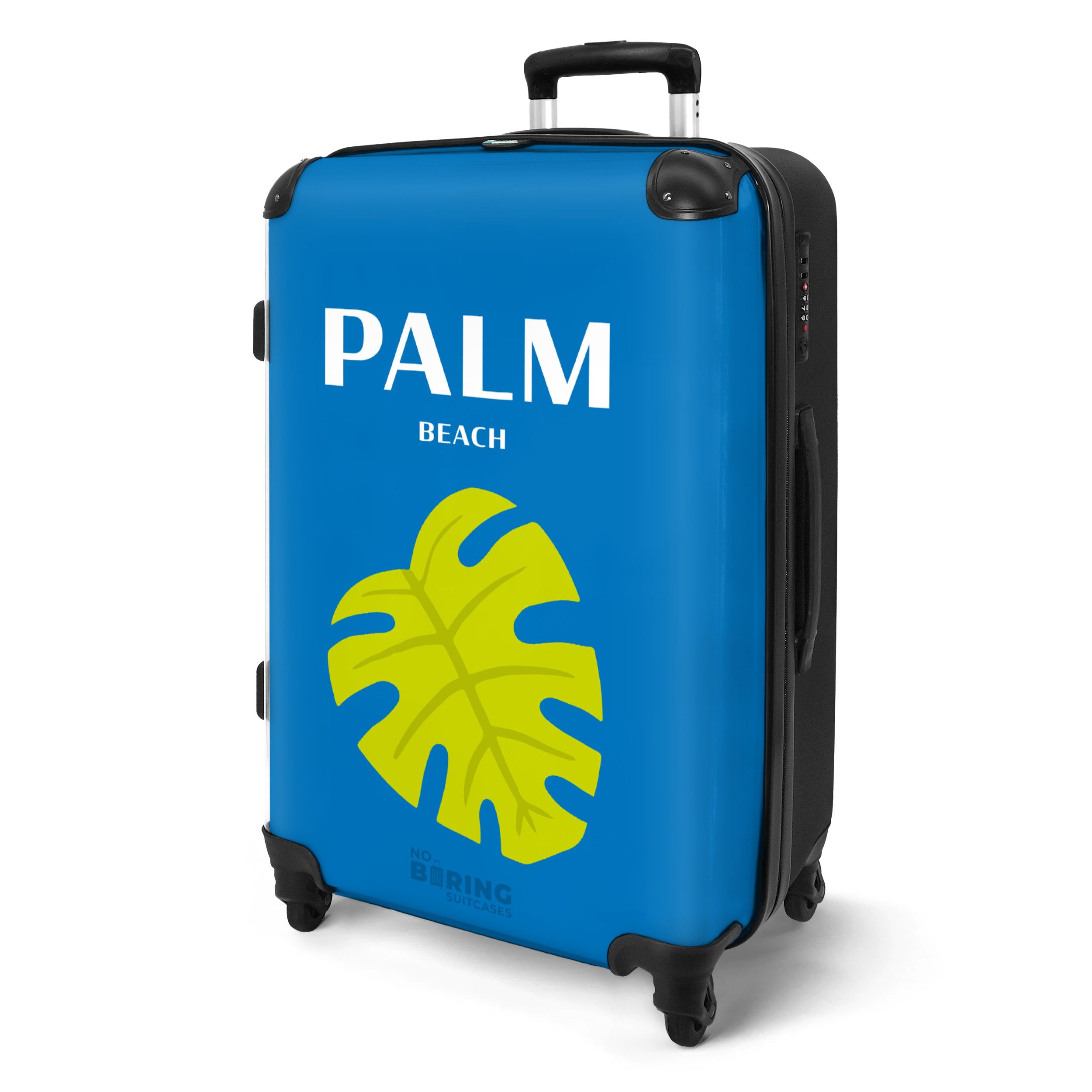 NoBoringSuitcases.com© Hartschalen-Trolley Blau mit Palm Beach günstig online kaufen