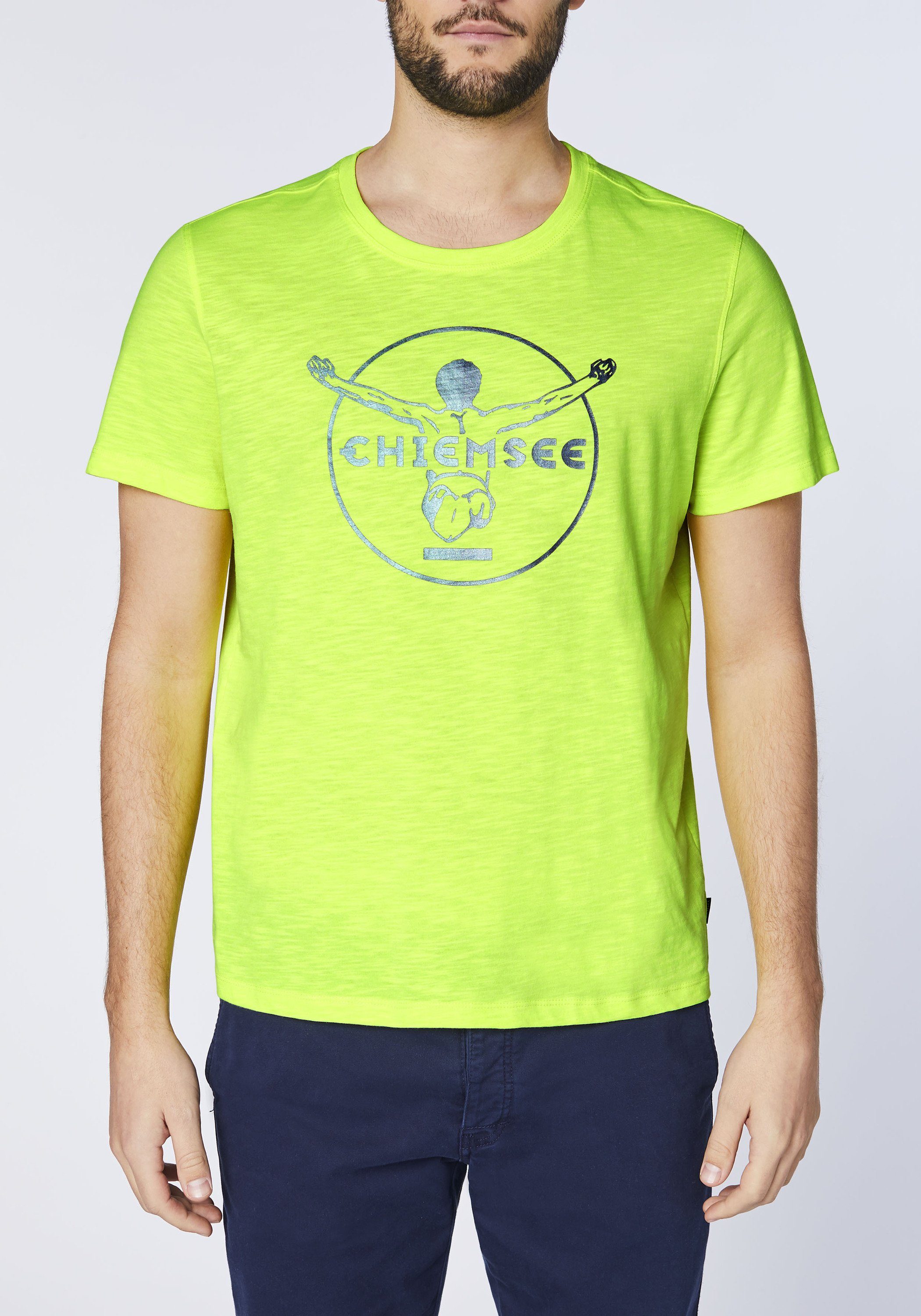 1 Chiemsee Print-Shirt T-Shirt gedrucktem Safety Yellow mit Label-Symbol