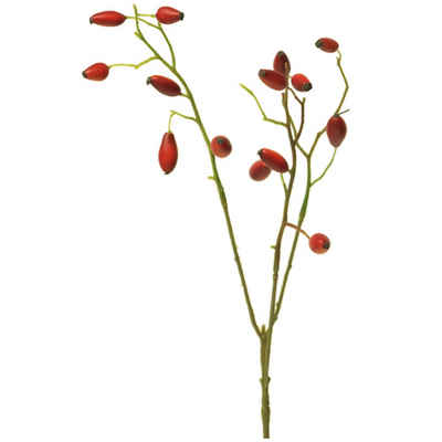 Kunstblume »Kunstpflanze Hagebutte Kunstzweig basteln rot 46 cm« Hagebutten, matches21 HOME & HOBBY, Höhe 46 cm