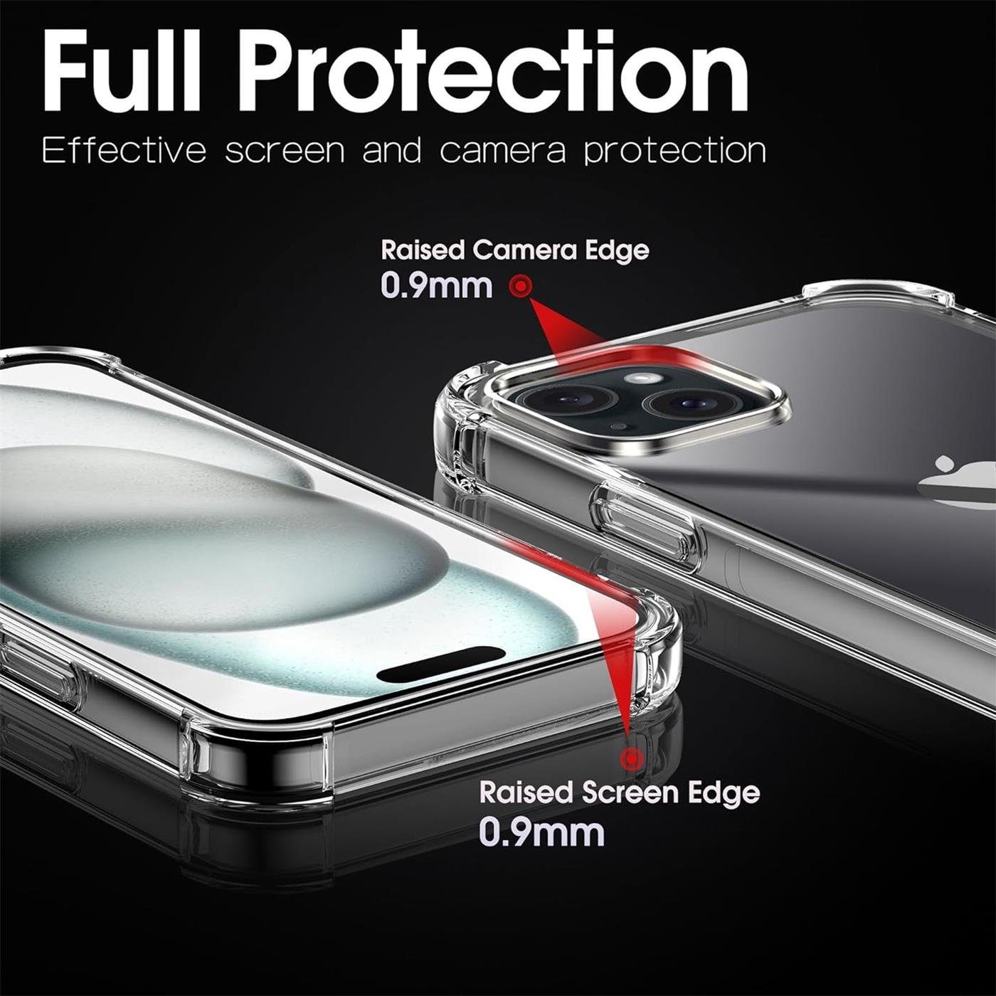 CoolGadget Handyhülle Anti Shock Rugged Case für Apple iPhone 15 6,1 Zoll, Slim Cover Kantenschutz Schutzhülle für iPhone 15 Hülle Transparent – Bild 4 von 5