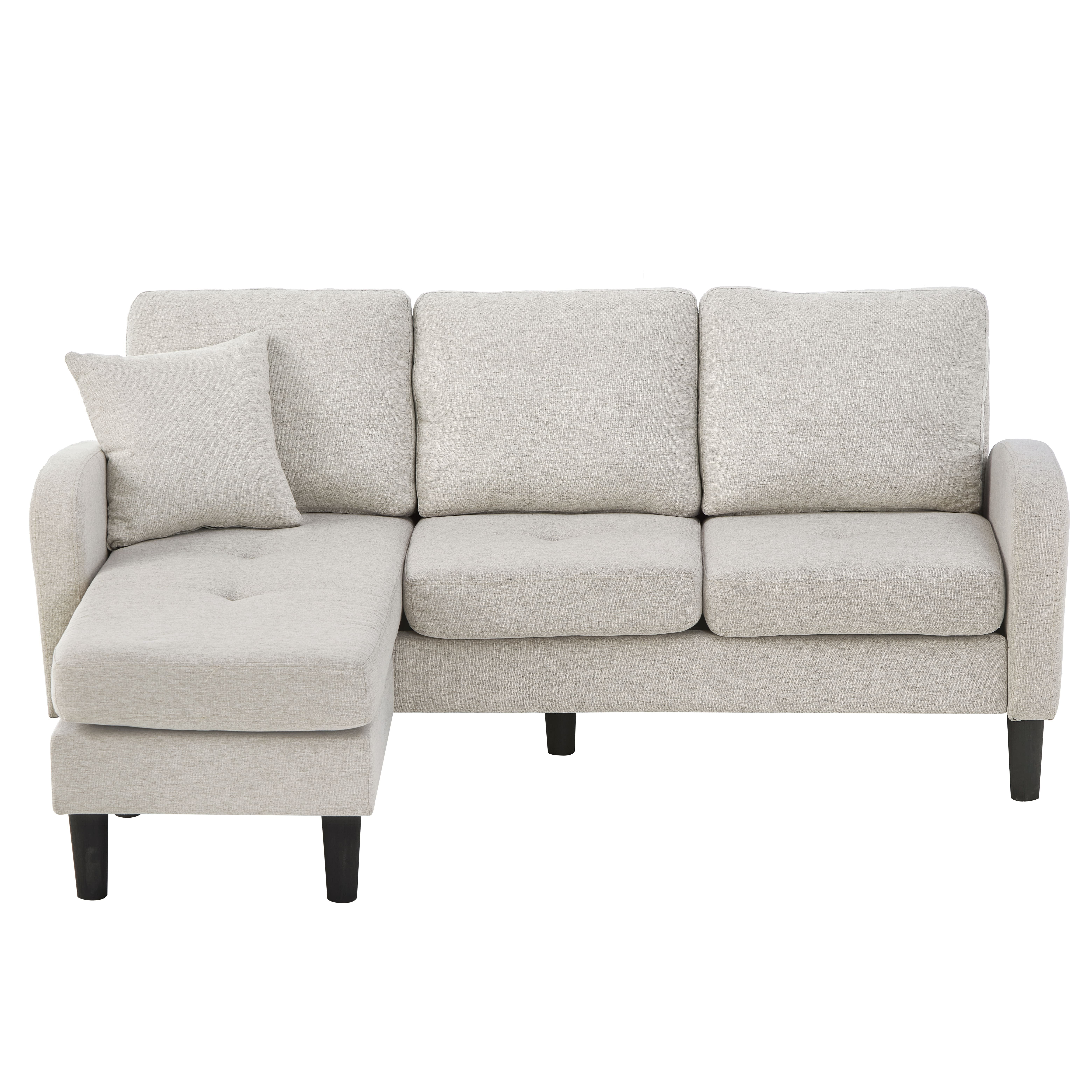 Merax Ecksofa Ecksofa L-förmiges Sofa 3-Sitzer aus Baumwoll-Leinenstoff, Polstersofa modular Sofa mit Chaiselongue, 166x118x77 cm