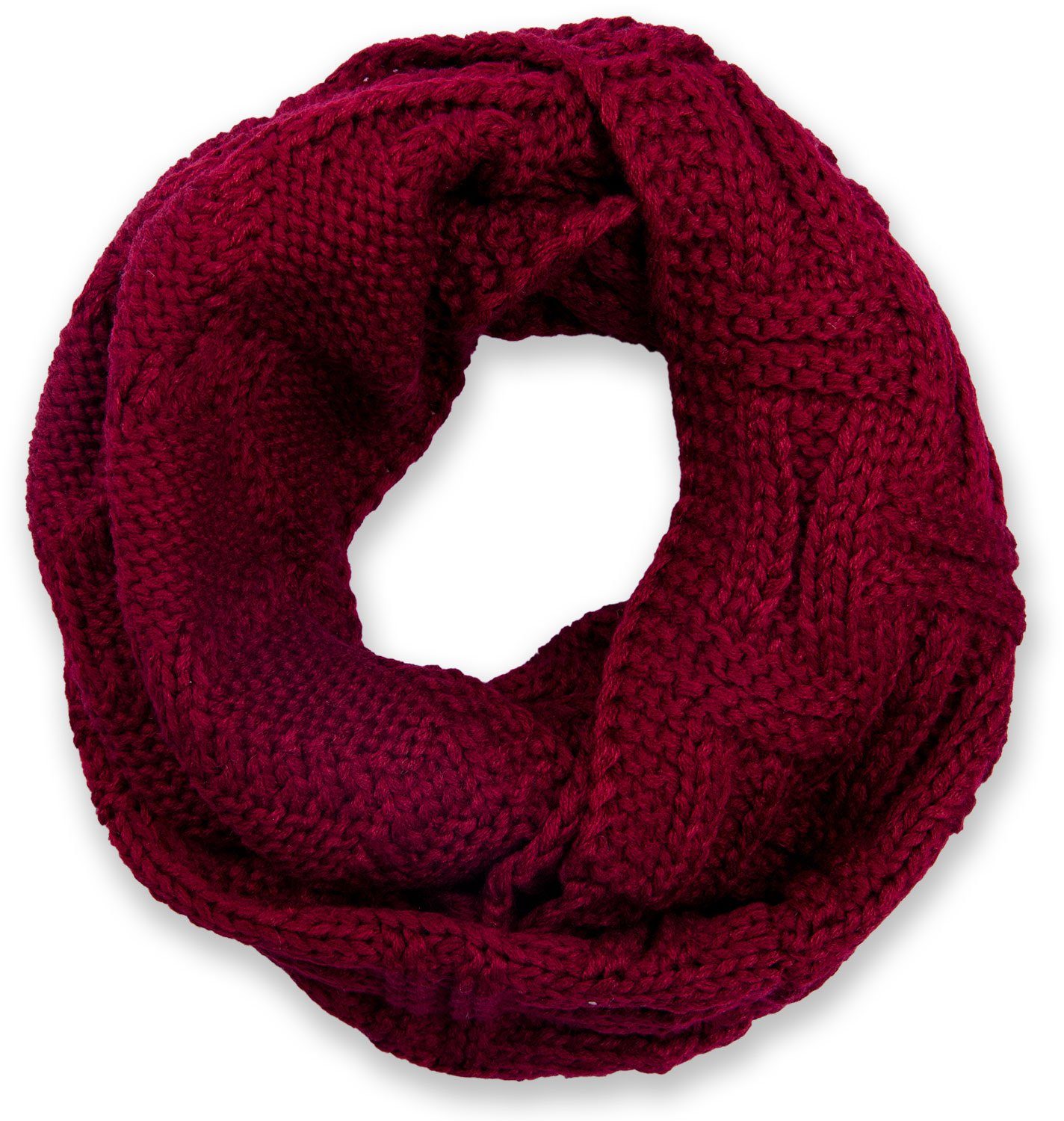 styleBREAKER Strickschal, (1-St), Strick Gitter Loop mit Bordeaux-Rot und Rippenmuster