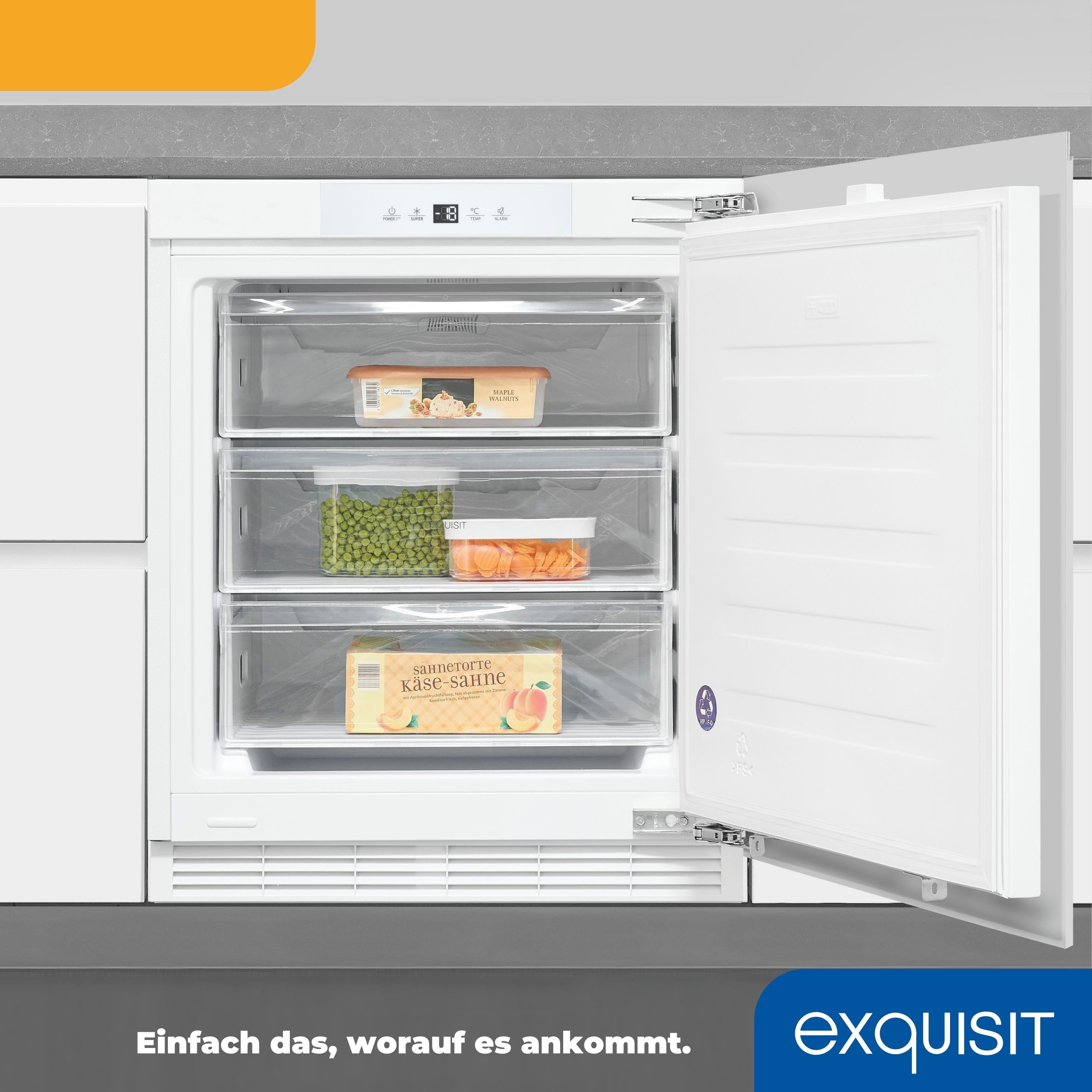 exquisit Gefrierschrank UGS105-FE-010E, 82,3 cm hoch, 59,5 cm breit, Ideal zum Unterbauen in die Küchenzeile für kleine Küchen, Büroküchen – Bild 5 von 5