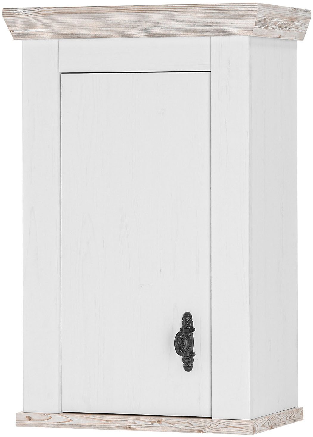 Home affaire Hängeschrank Florenz, Küchenhängeschrank in Pinie Weiß, Wandschrank mit verschnörkeltem Metallgriff, im Landhausstil