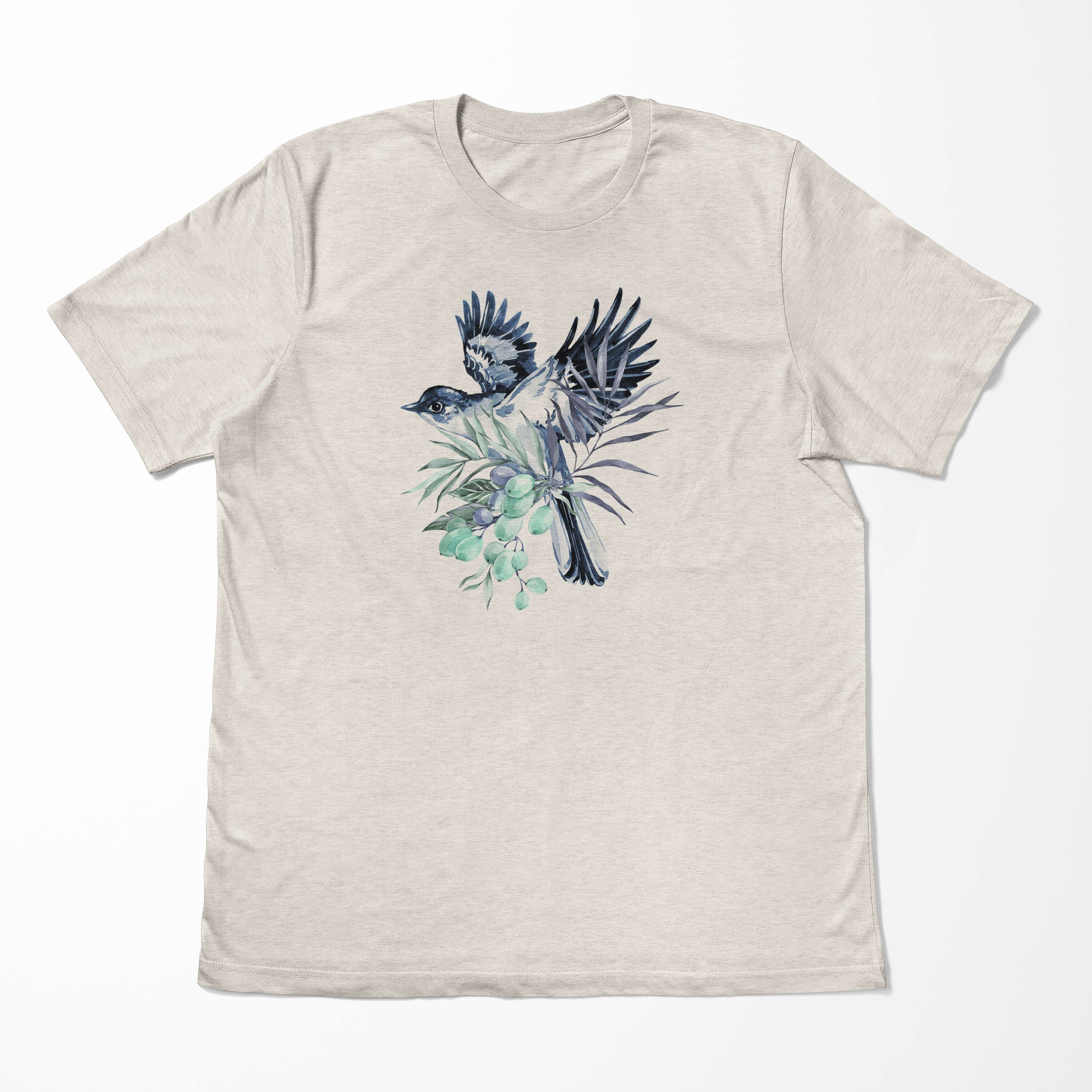 T-Shirt Aquarell Organic Art Motiv Shirt (1-tlg) T-Shirt Sperling Sinus Nachhaltig Ökomode Herren Farbe Bio-Baumwolle