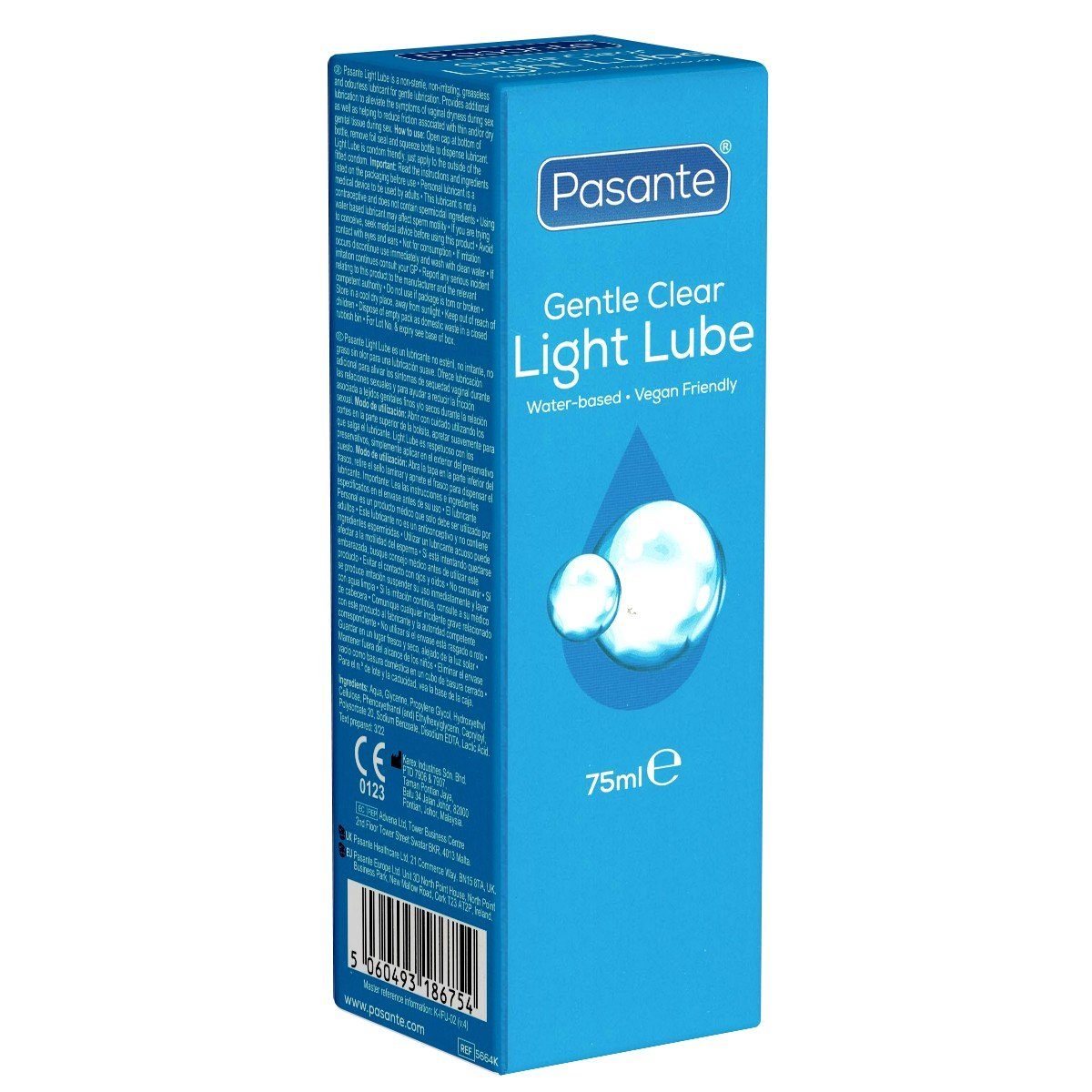 Pasante Gleitgel Gentle Light Lube (leichtes Gleitgel auf Wasserbasis), flüssige Konsistenz, lange gleitfähig, Flasche mit 75ml, nicht klebend, parabenfrei, kondomfreundlich