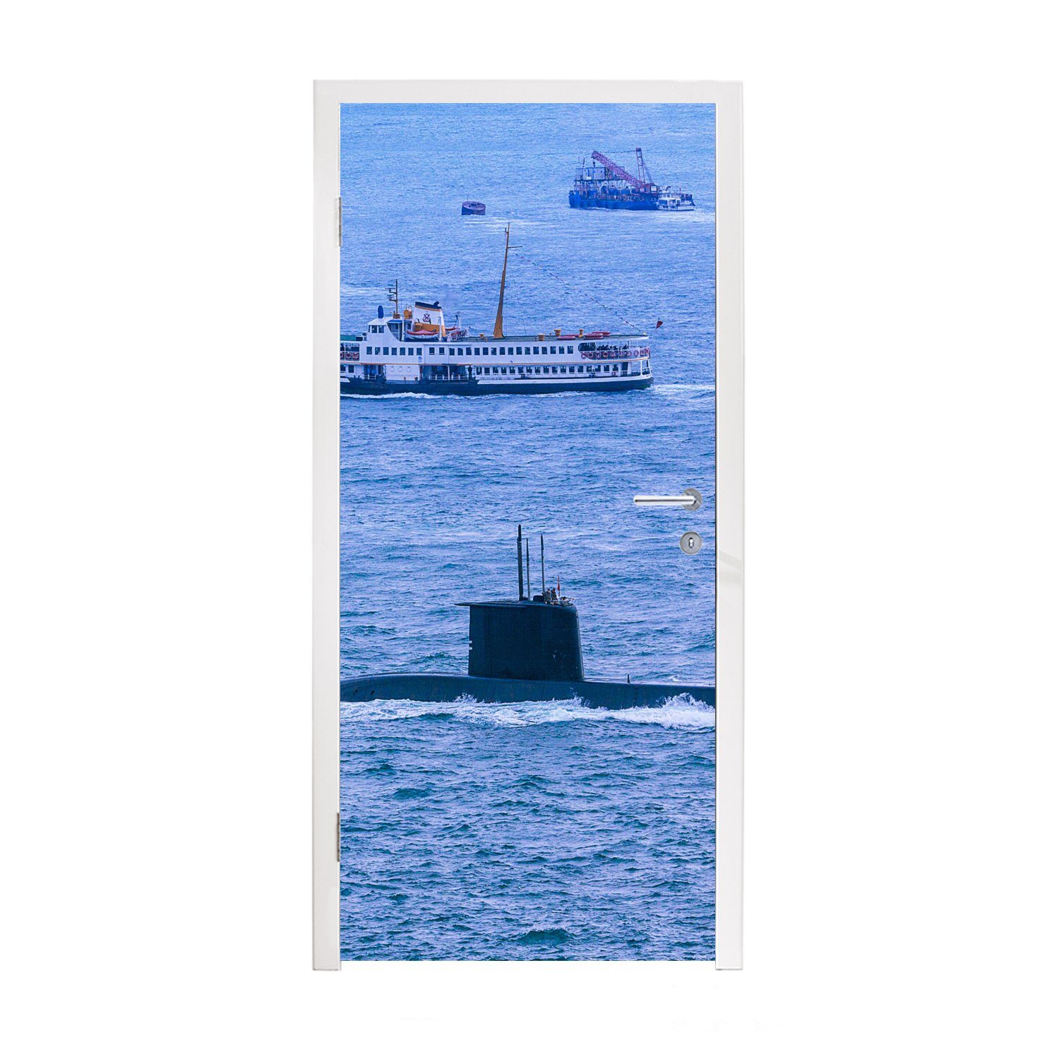Matt, U-Boot 75x205 See, Fototapete cm Türaufkleber, (1 Ein Tür, auf für MuchoWow St), Türtapete bedruckt,