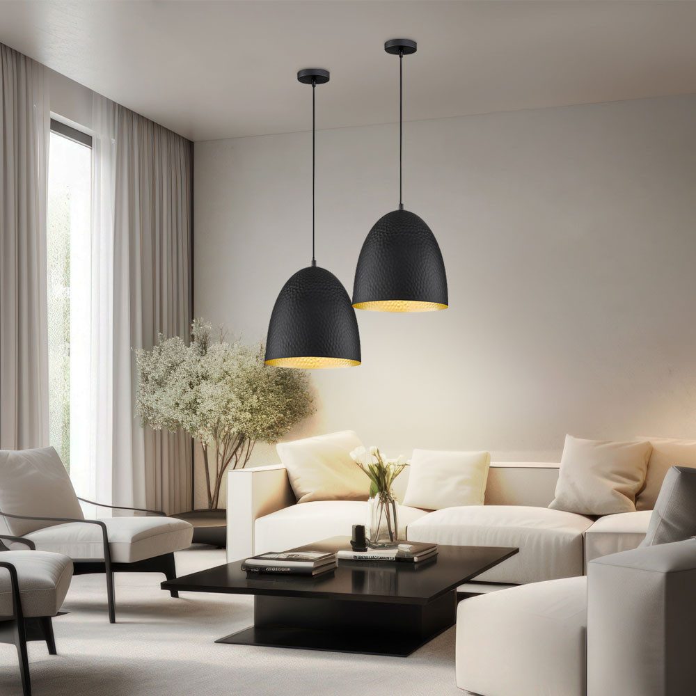 FISCHER & HONSEL Hängeleuchte, Leuchtmittel nicht inklusive, Hängeleuchte Wohnzimmerlampe Metall schwarz gold E27 H 140 cm