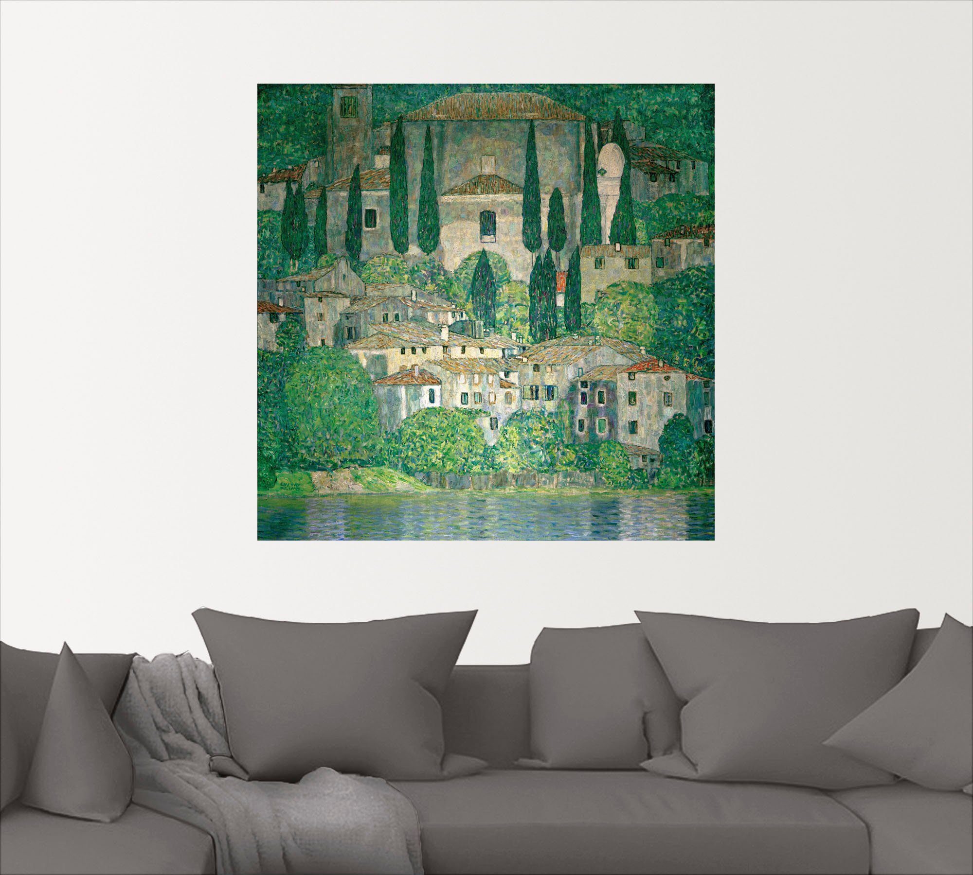in Größen als (Landschaft Leinwandbild, Cassone St), Kirche in mit Europa Zypressen), (1 oder versch. Wandaufkleber Wandbild Poster Artland