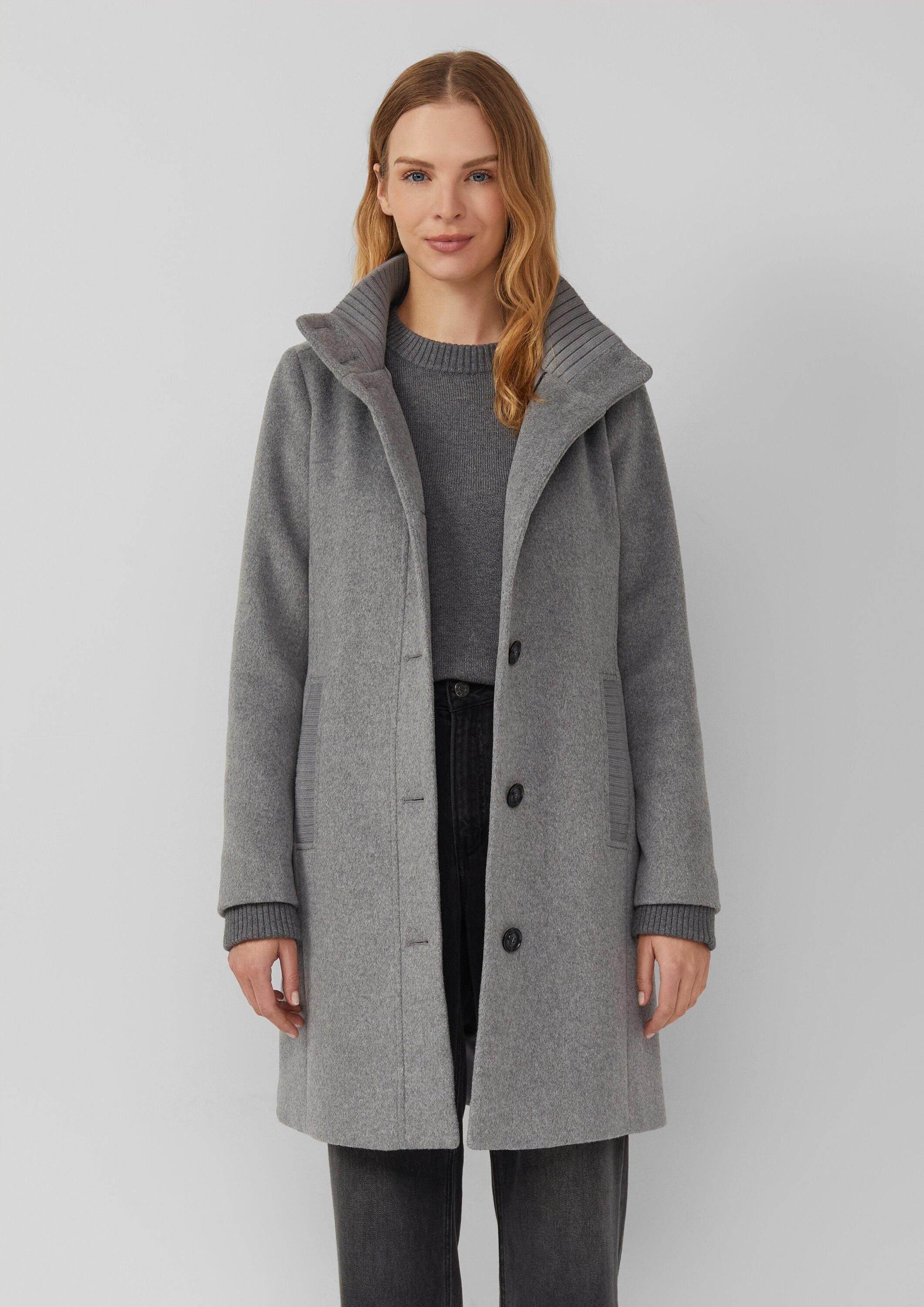 s.Oliver Wintermantel Outdoor-Mantel Kurzer Mantel aus Wollmix mit Knopfleiste