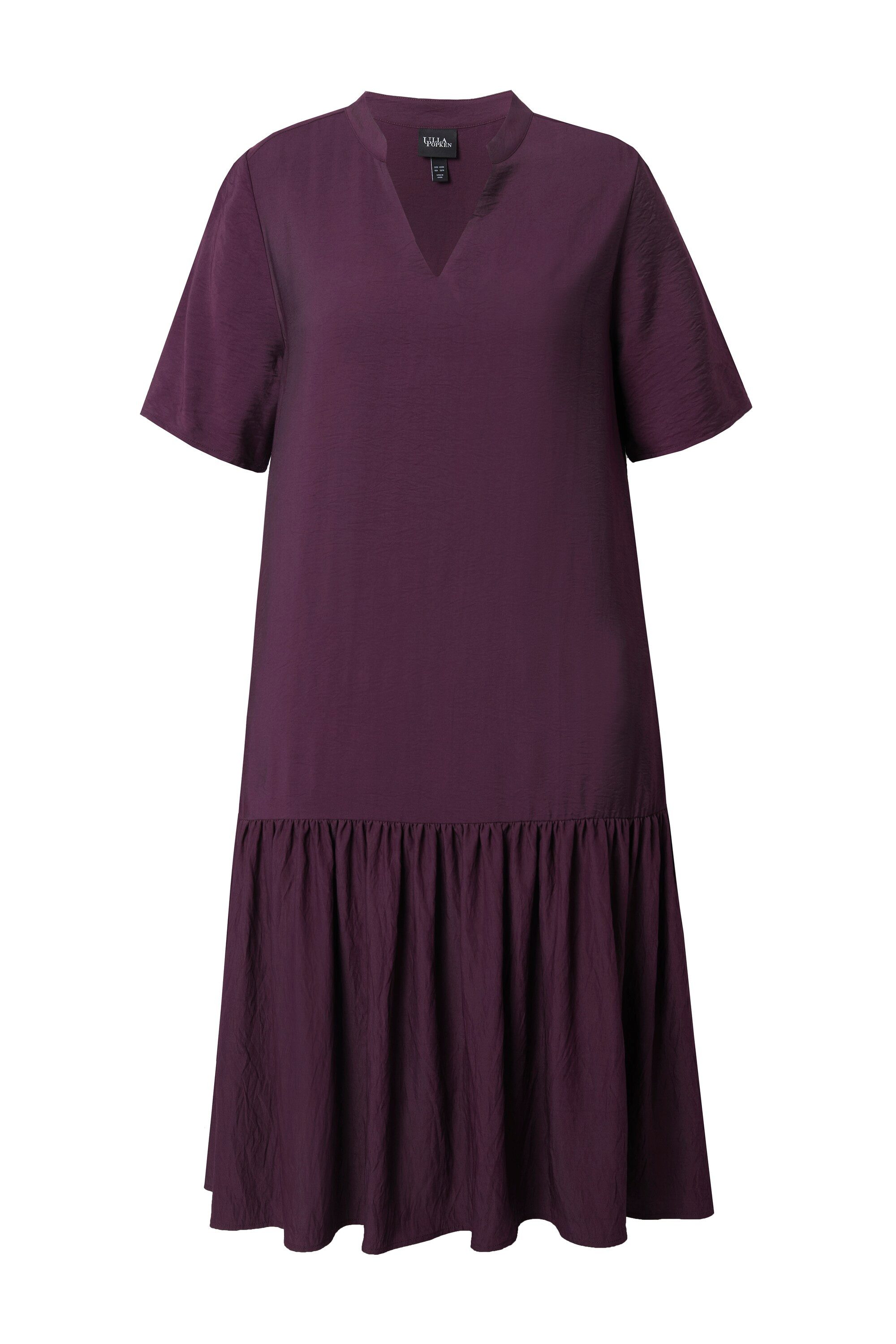 Ulla Popken Midikleid Midikleid Volantsaum A-Linie V-Ausschnitt Halbarm günstig online kaufen