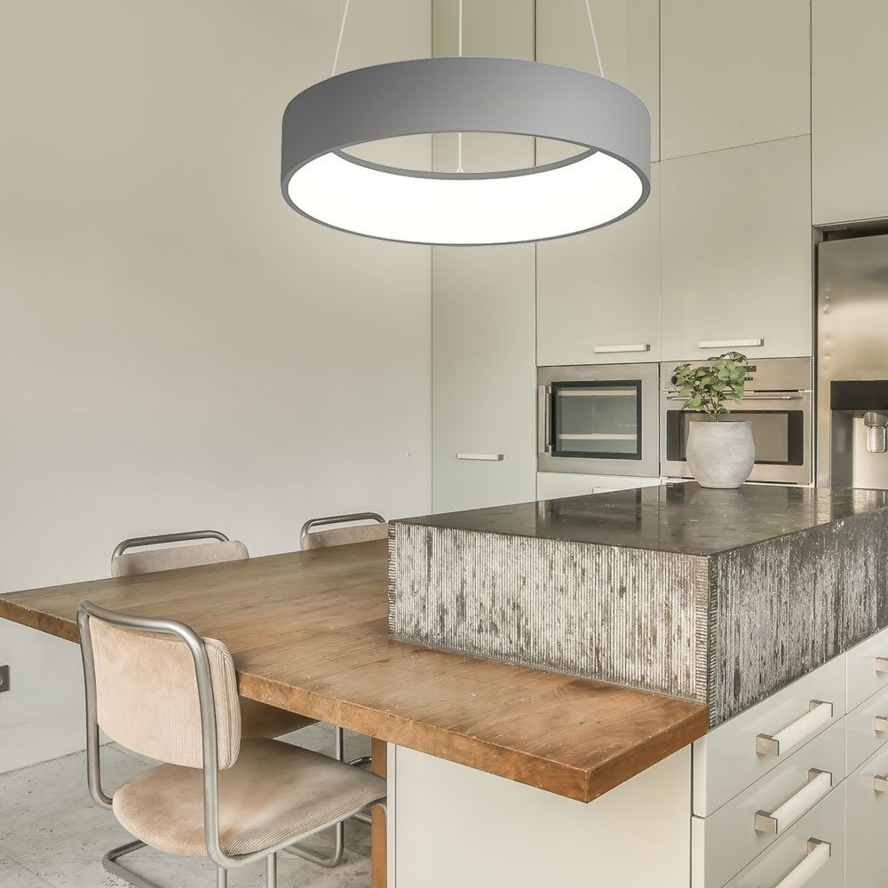 WOFI LED-Hängeleuchte, LED-Leuchtmittel fest verbaut, Warmweiß, Pendellampe grau Pendelleuchte dimmbar
