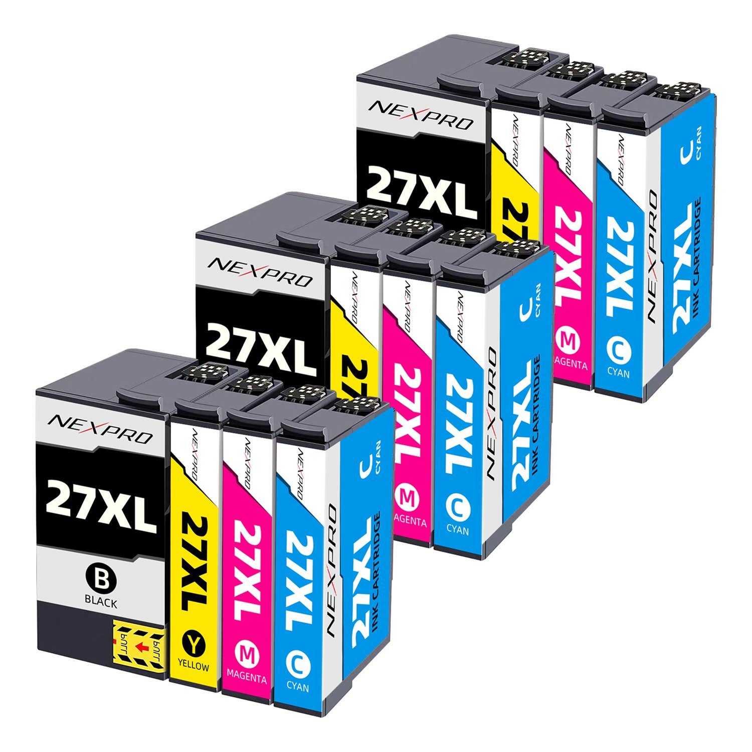 12er WF3620DWF 27 Tintenpatrone Druckerpatronen WF3640DTWF Epson NEXPRO Druckerpatronen schwarz/magenta/cyan/yellow) XL für 27 WF7110DTW, XL Epson Multipack (Packung,