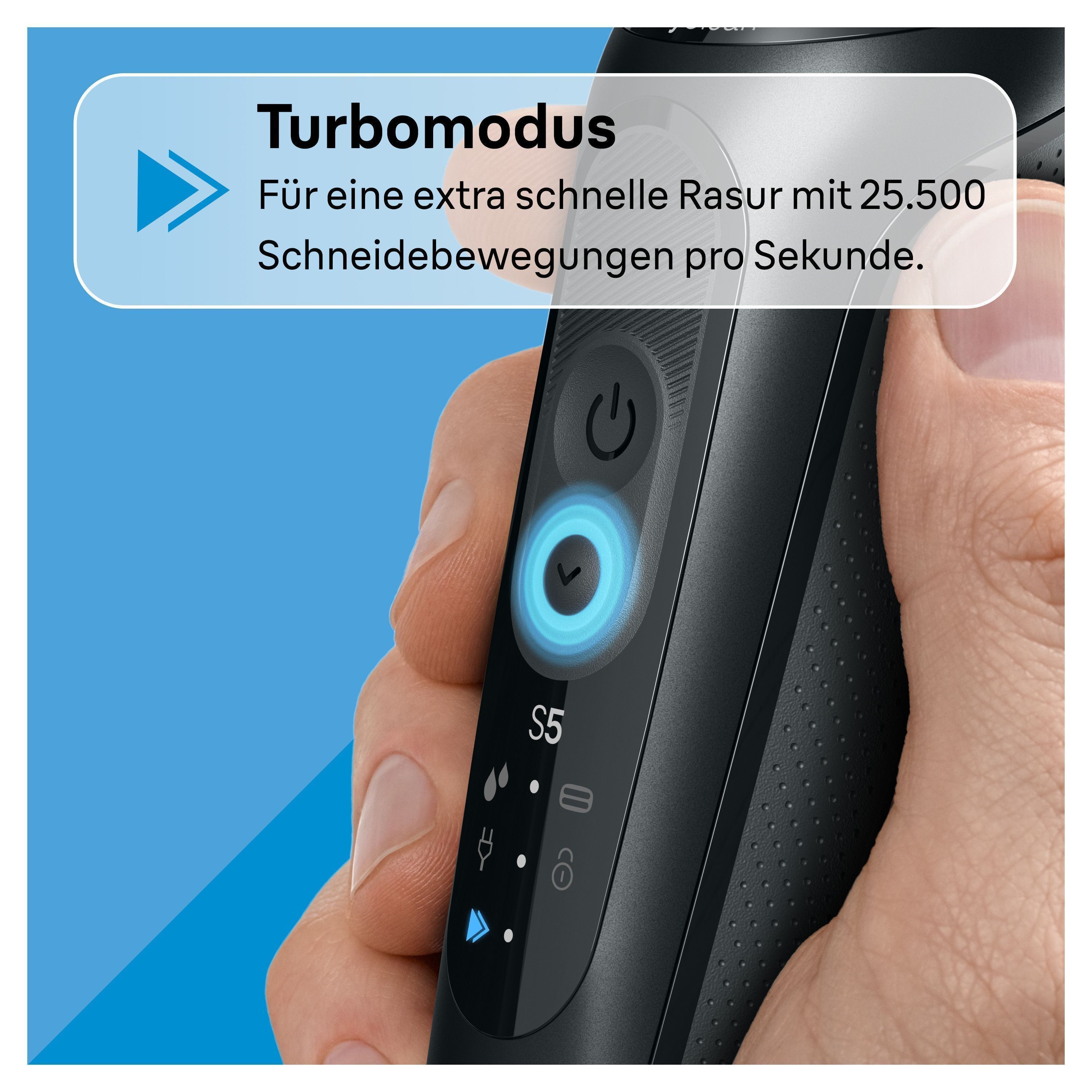 Braun Elektrorasierer Series 5 52-N7200cc, Reinigungsstation, Nass- &Trockenrasur, Turbo- & Standard-Modus, mit Reinigungsstation