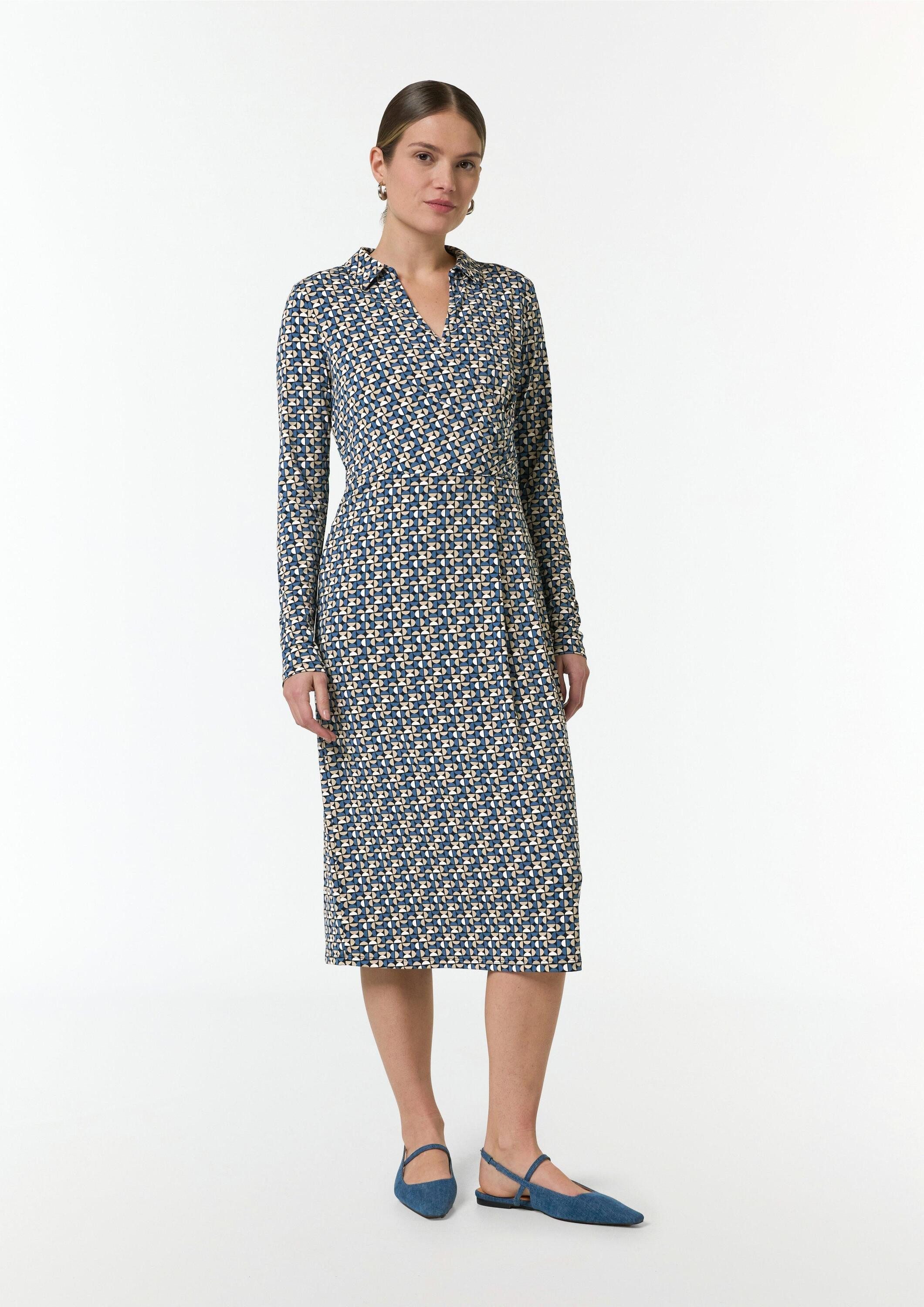 comma Midikleid Kleid Gemustertes Midikleid in Wickeloptik