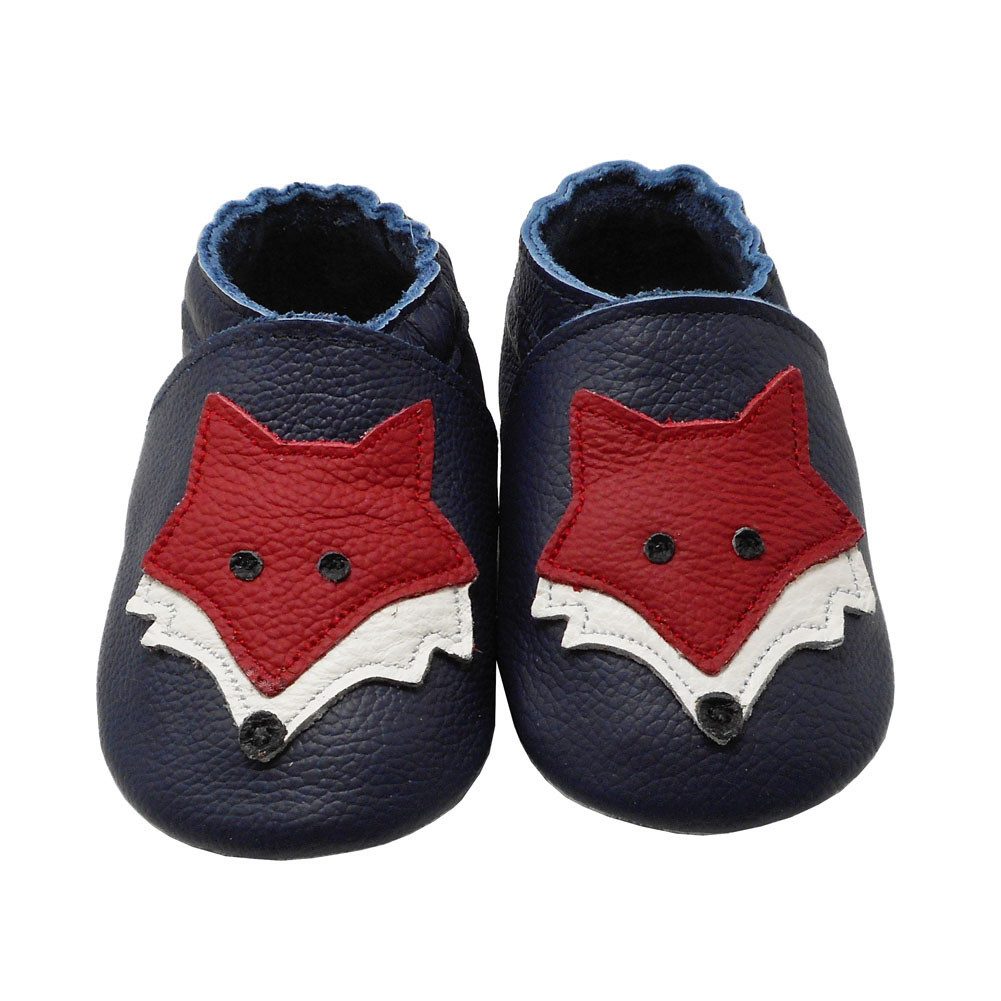 Yihakids Baby Krabbelschuhe Lauflernschuhe Fuchs Blau, Leder, Rutschfest Barfußschuh Rutschfest atmungsaktiv