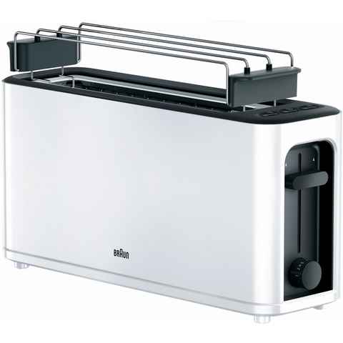 Braun Toaster HT 3110 WH, 1 langer Schlitz, für 2 Scheiben, 1000 W