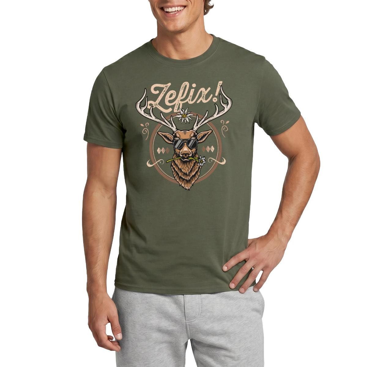 Spreadshirt T-Shirt Zefix Bayrisch Grantler Trachtenmuster Für Männer Männer T-Shirt (1-tlg)