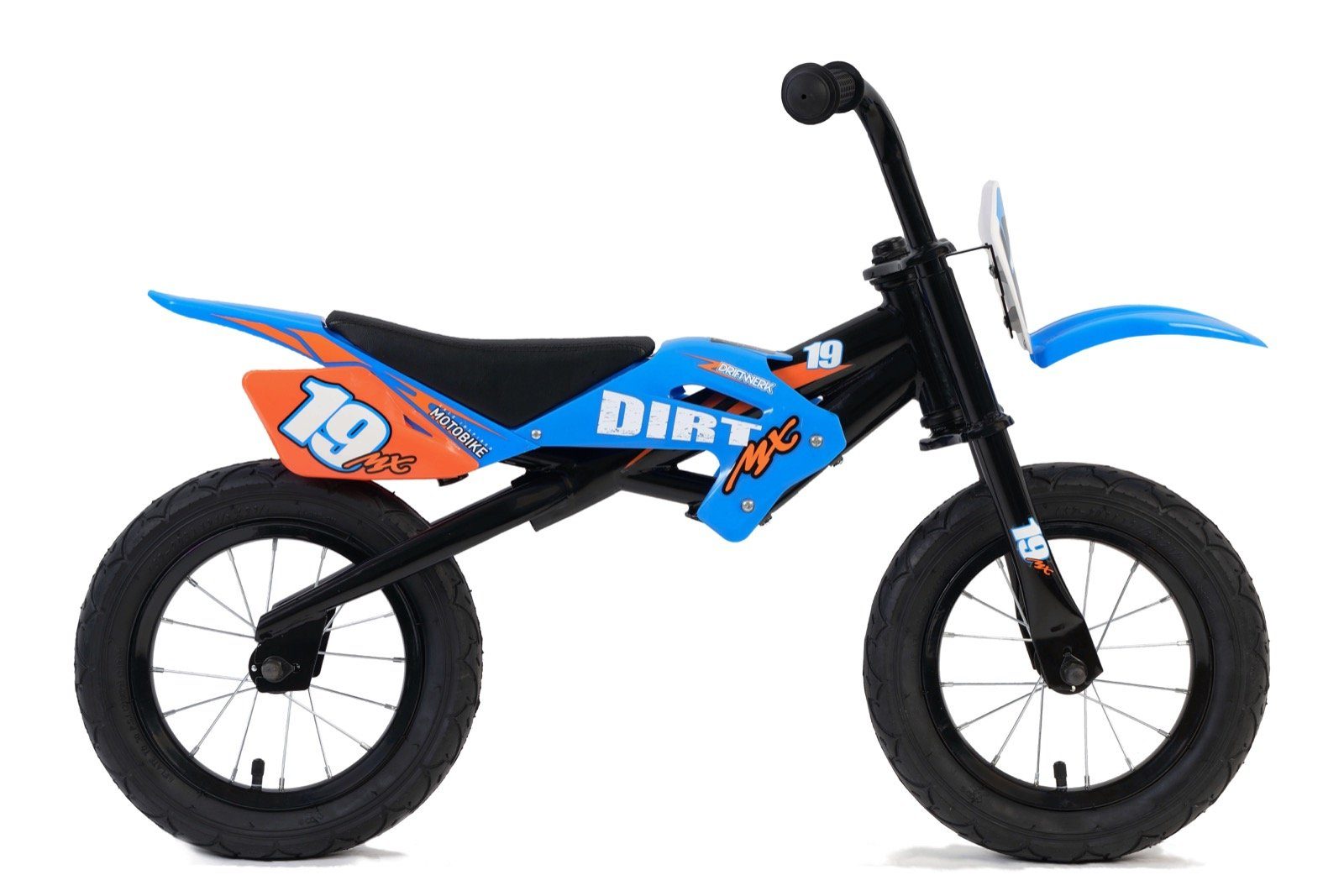 Driftwerk Laufrad DirtMX Balance Zoll, Bike Gummigriffe Aufschlagschutz mit 3 12" gepolsterter Optik ab Luftreifen 12 Motocross Sitz, Jahre