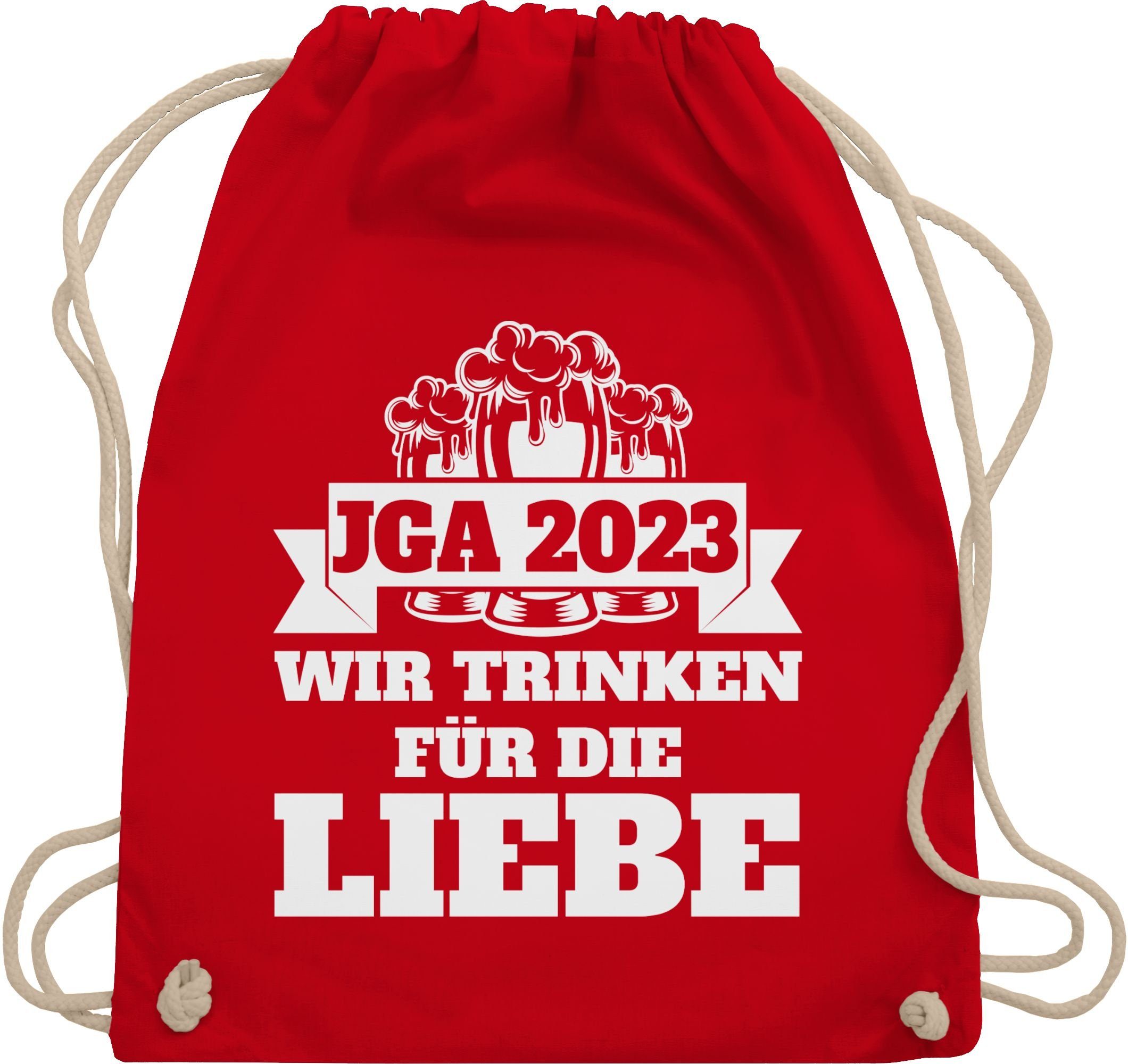 Shirtracer Turnbeutel JGA 2023 - Wir trinken für die Liebe, JGA Männer 3 Rot