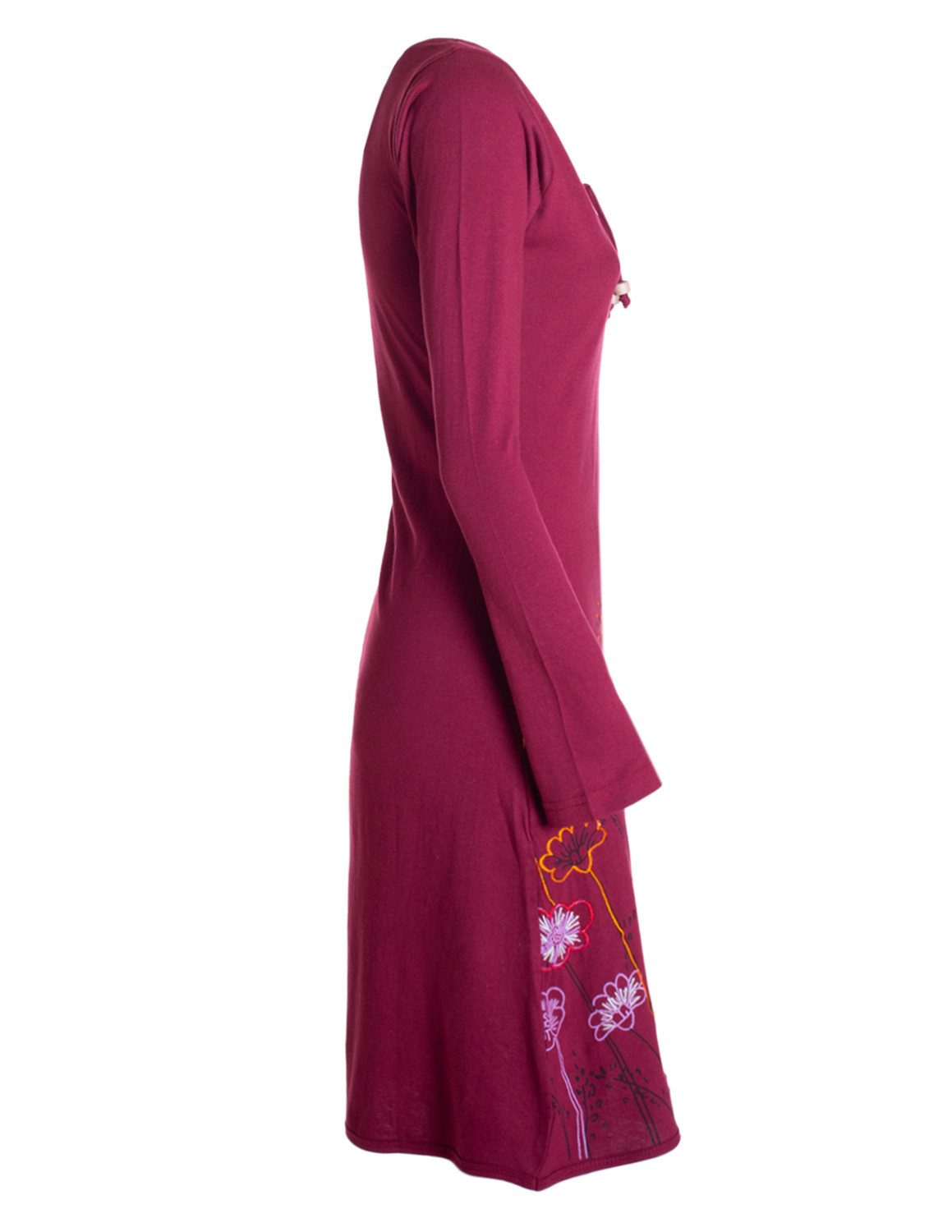 Vishes Tunikakleid Damen Langarm-Shirtkleid Tunika-Kleid Baumwollkleid mit Blumen-Print Alternative Bekleidung, Hippie, Boho, Elfen Style